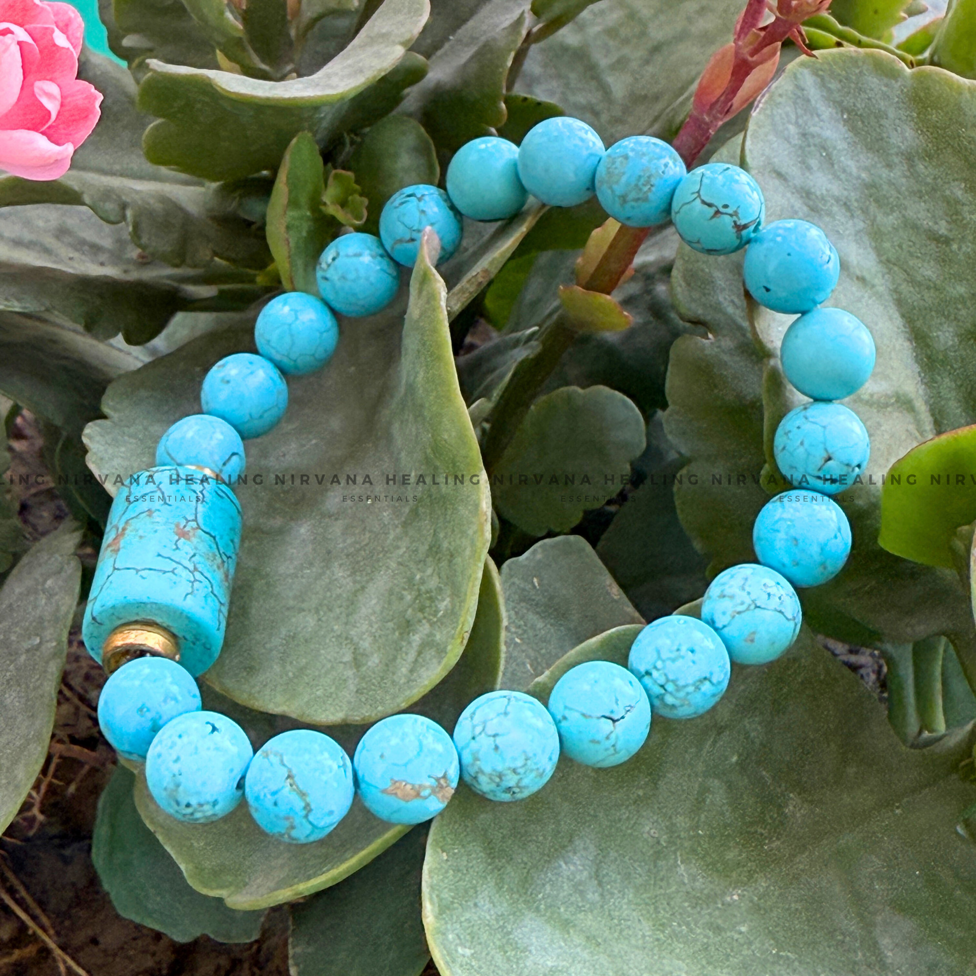 TURQUOISE ROUND BEADED DESIGN BRACELET (Divine Protection, Psycho Gifts, Healing, Wisdom, Truth) - Image 4