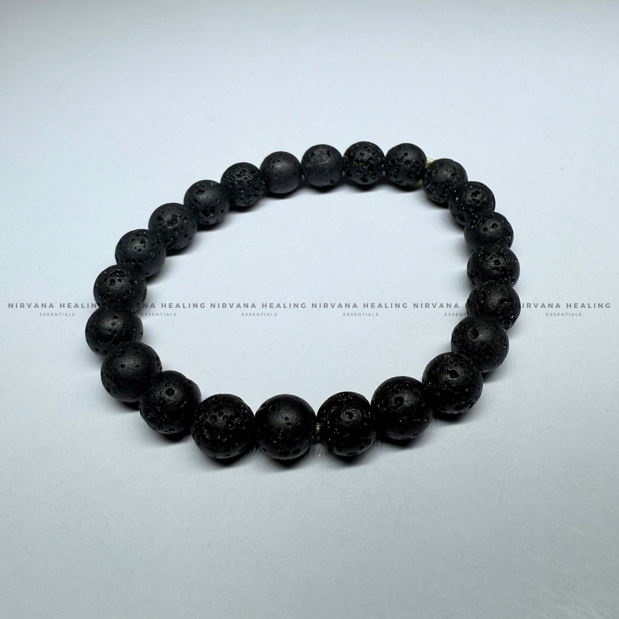 BLACK LAVA ROUND BEADED BRACELET (Grounding, Stabilizing, Rebirth And Courage) - Image 3