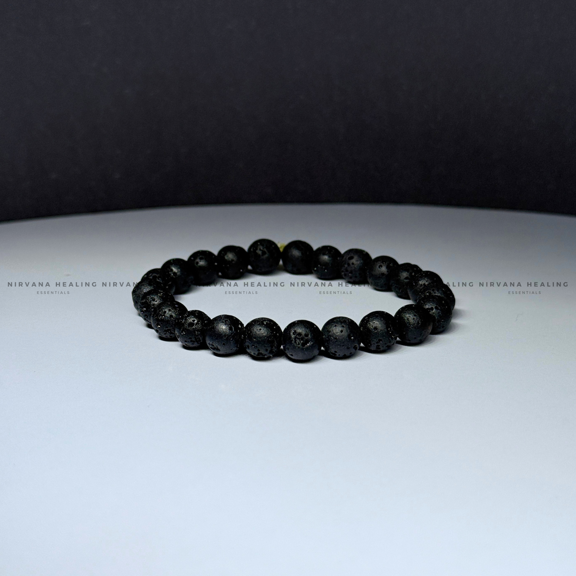 BLACK LAVA ROUND BEADED BRACELET (Grounding, Stabilizing, Rebirth And Courage) - Image 4
