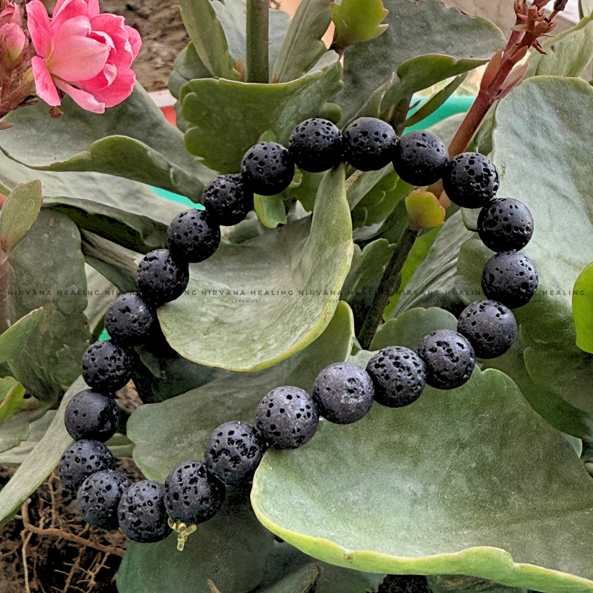 BLACK LAVA ROUND BEADED BRACELET (Grounding, Stabilizing, Rebirth And Courage) - Image 6