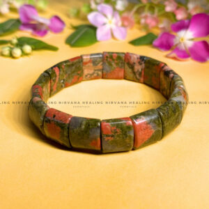 UNAKITE PYRAMID BEADED BRACELET (Emotional Healing, Heart Awakening And Inner Peace). 