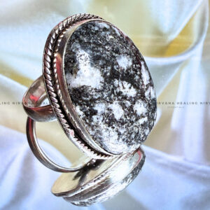 BLACK DALMATIAN OVAL RING (Stone of Joy, Protection & Grounding)