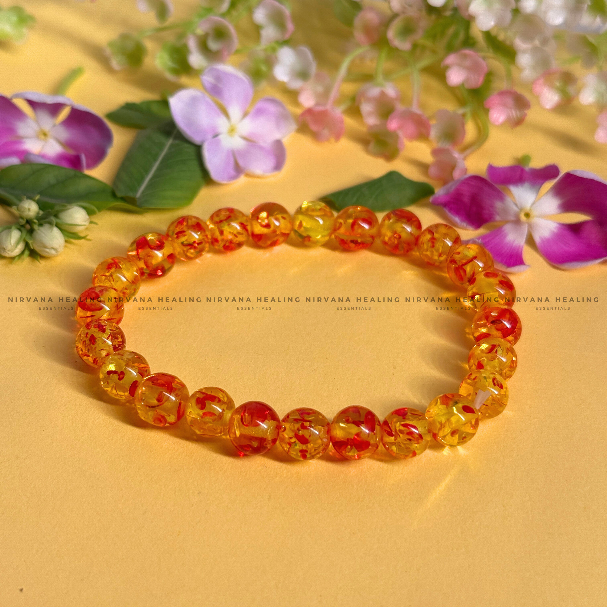 AMBER JADE ROUND BEADED BRACELET (Detox, Health, Joy And Soul Healing)