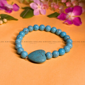 TURQUOISE WITH HEART SHAPED BEADED BRACELET (Divine Protection, Psycho Gifts, Healing, Wisdom, Truth)