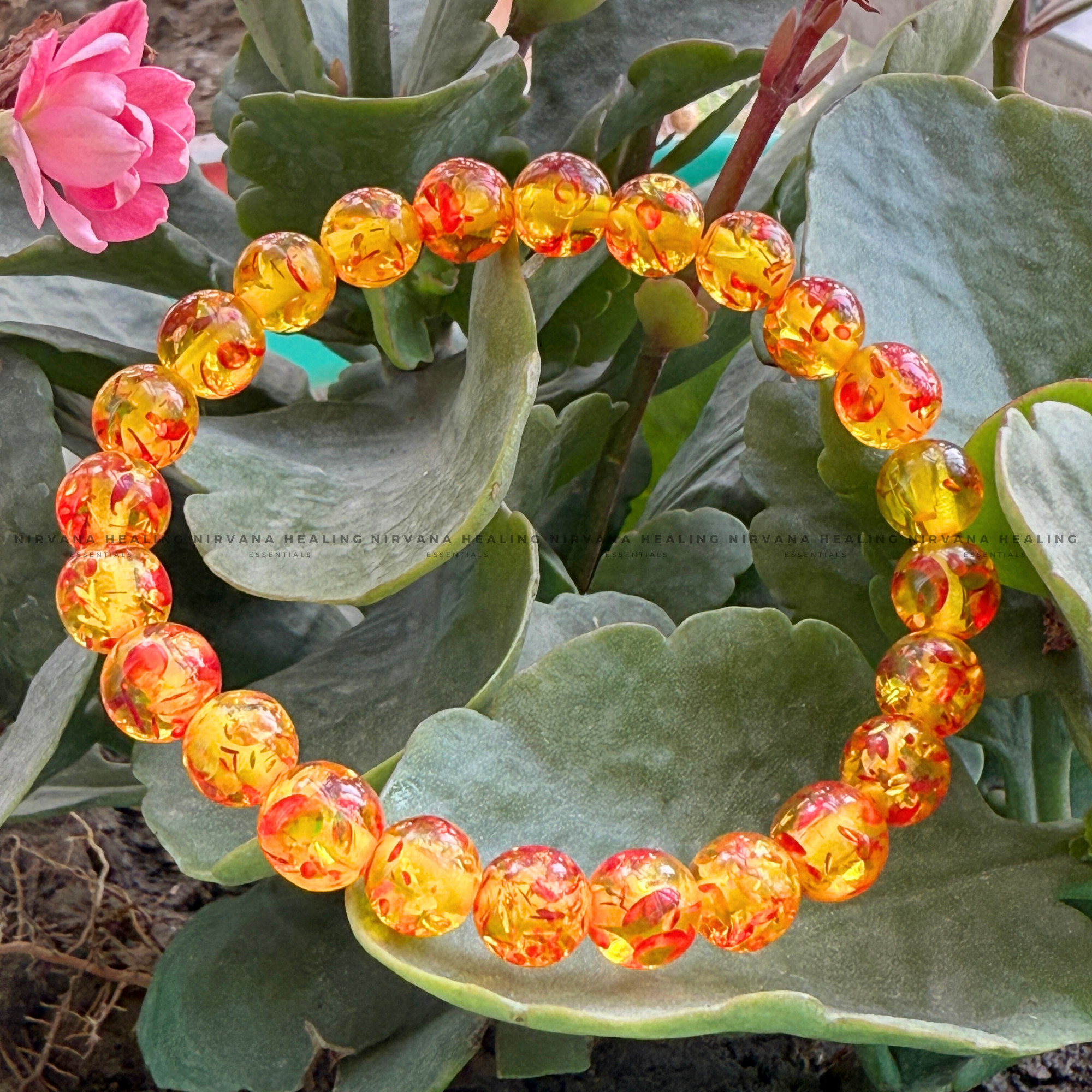 AMBER JADE ROUND BEADED BRACELET (Detox, Health, Joy And Soul Healing)
- Image 5