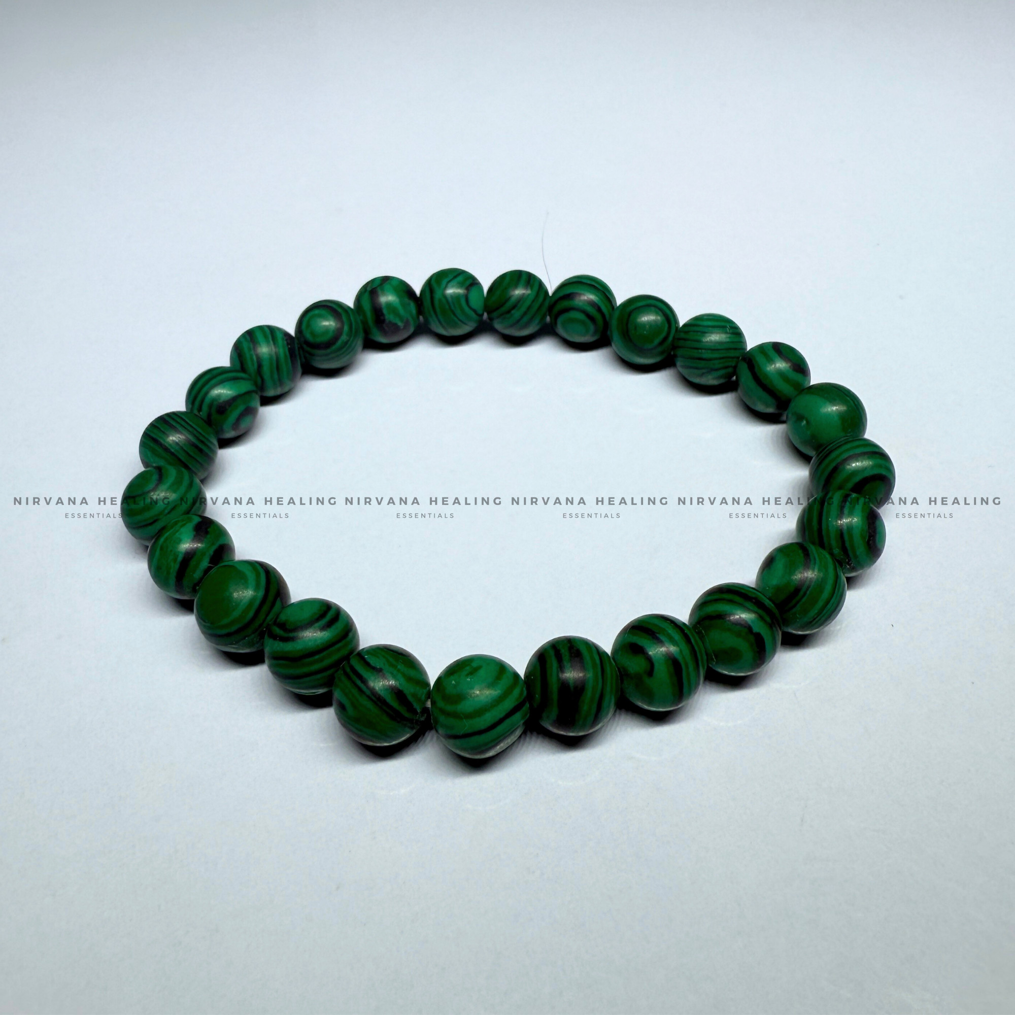 MALACHITE ROUND BEADED BRACELET (Transformation, Pain Reliever And Emotional Healing) - Image 2