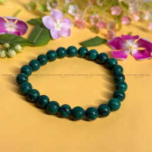MALACHITE ROUND BEADED BRACELET (Transformation, Pain Reliever And Emotional Healing)