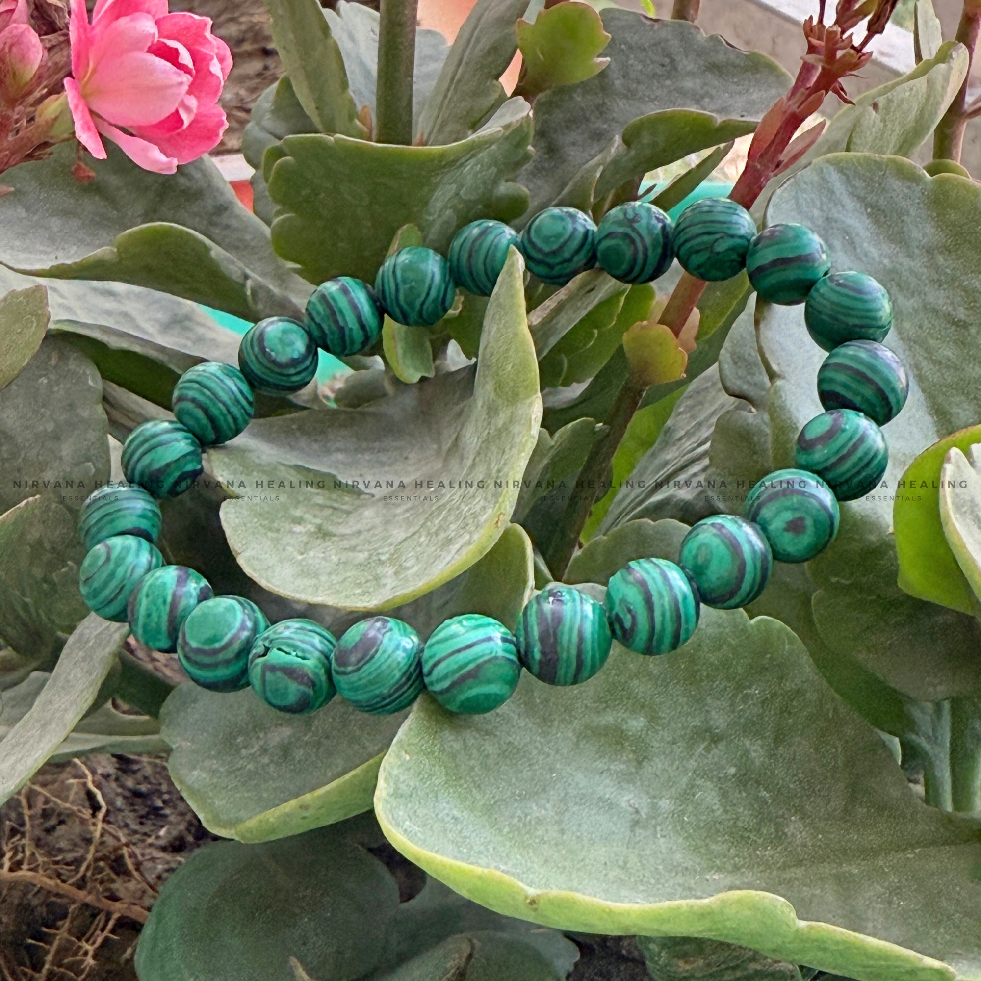 MALACHITE ROUND BEADED BRACELET (Transformation, Pain Reliever And Emotional Healing) - Image 5