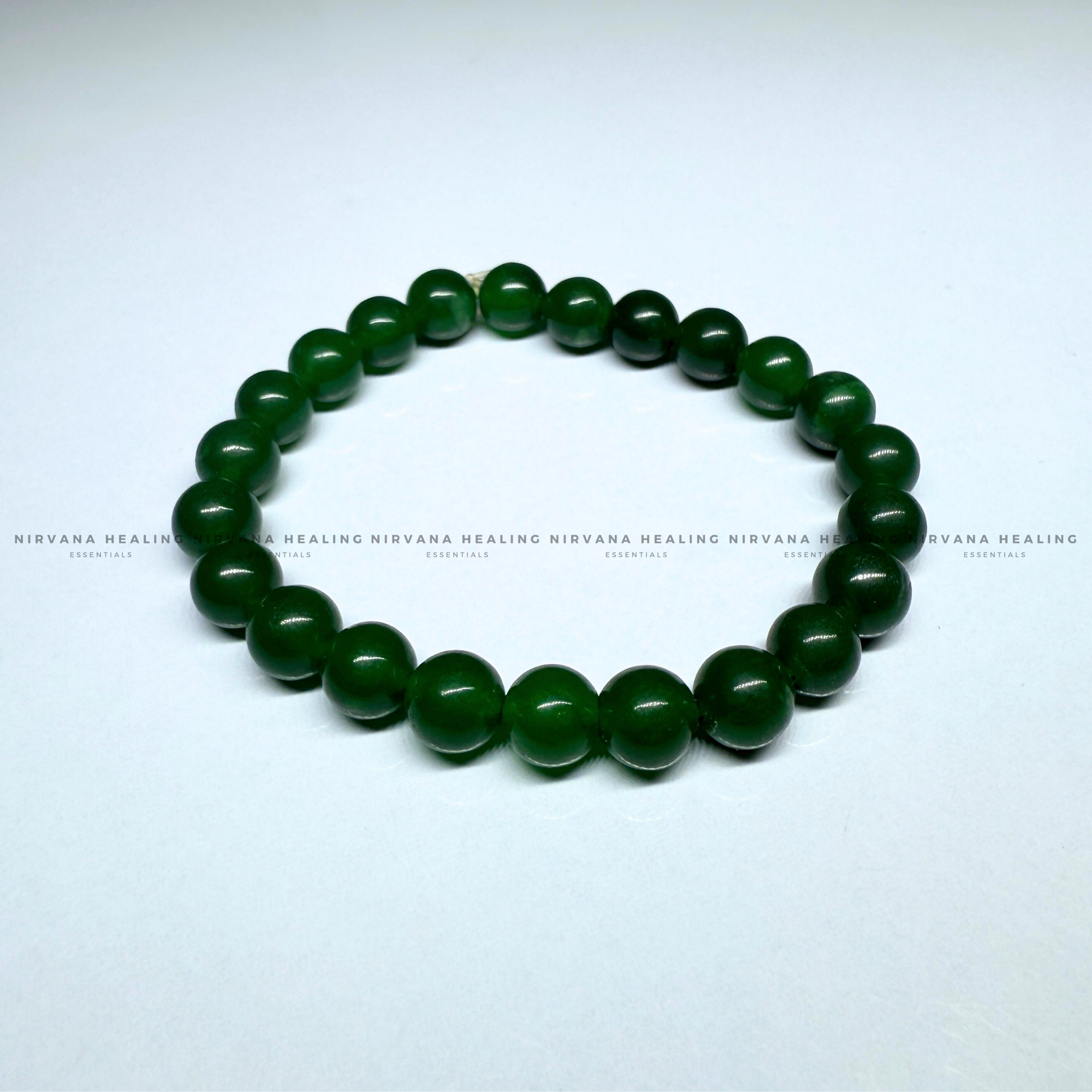 GREEN JADE ROUND BEADED BRACELET (Luck, Harmony, Peace And Abundance) - Image 4
