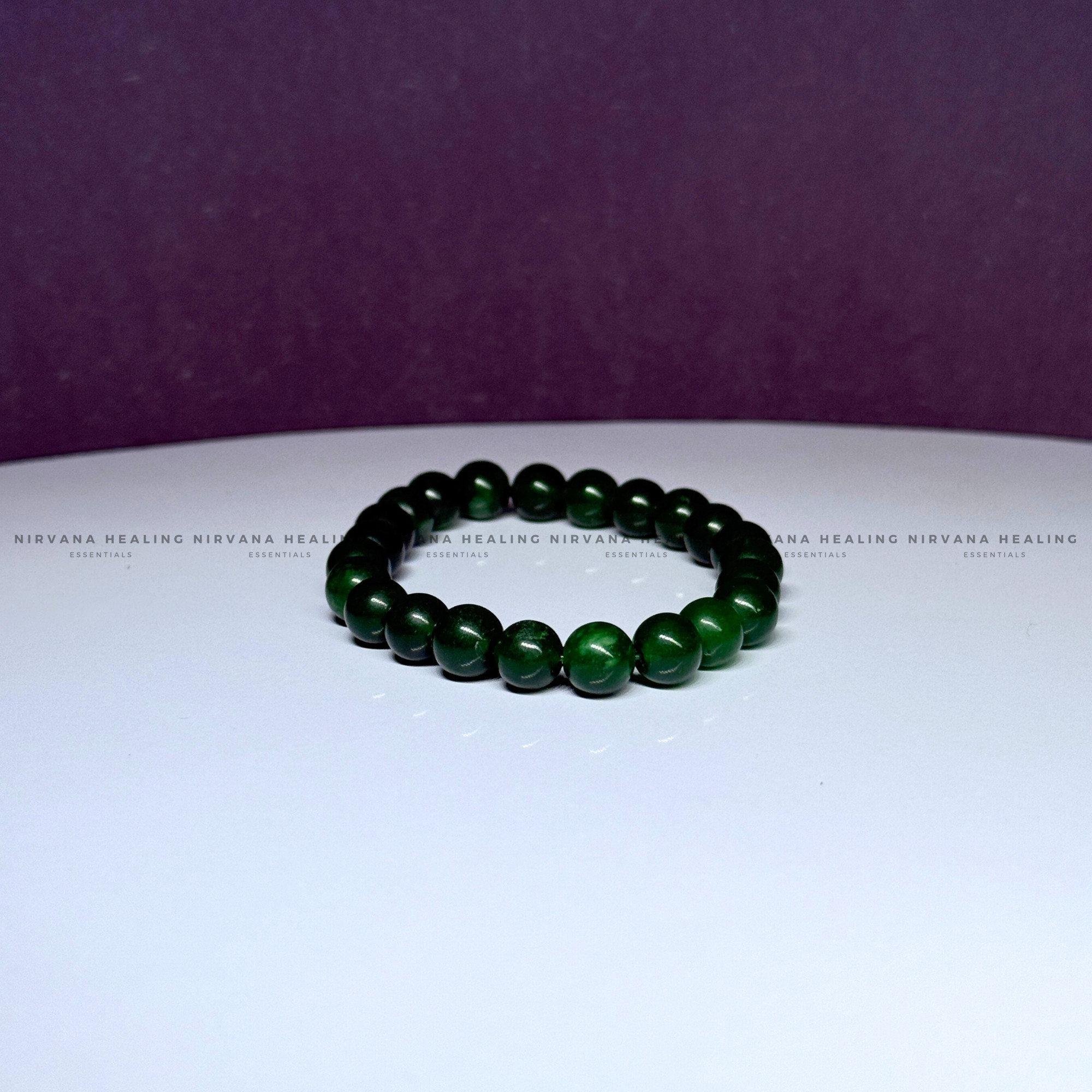 GREEN JADE ROUND BEADED BRACELET (Luck, Harmony, Peace And Abundance) - Image 2