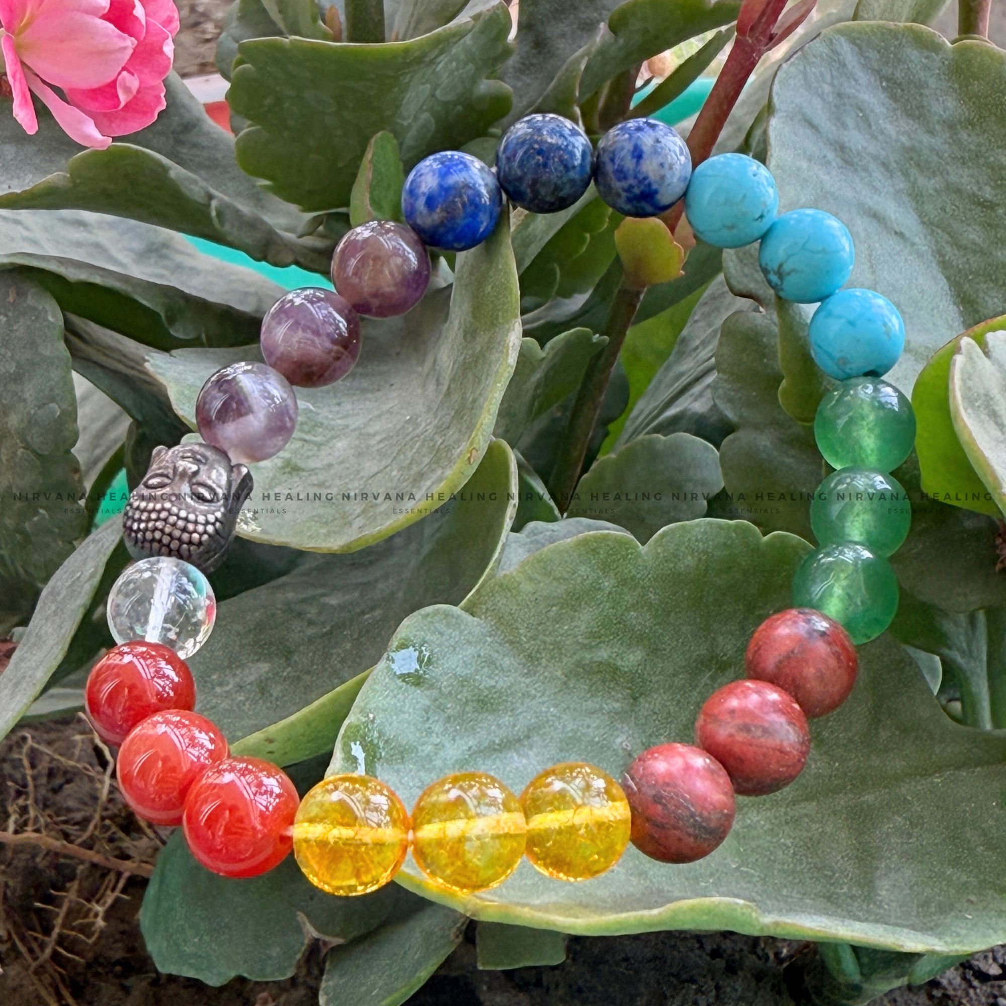 7 CHAKRAS ROUND BEADED BRACELET (Energy, Healing, Protection And Spiritual Alignment) - Image 2