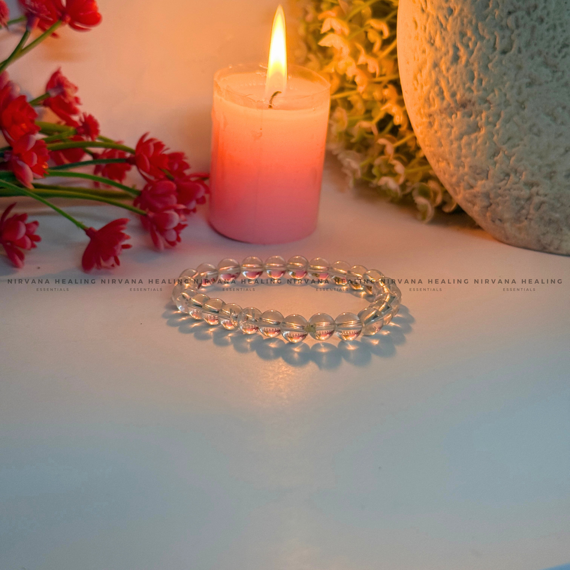 CLEAR QUARTZ ROUND BEADED BRACELET (Mental Clarity, Master Healer And Energy Amplifier) - Image 4