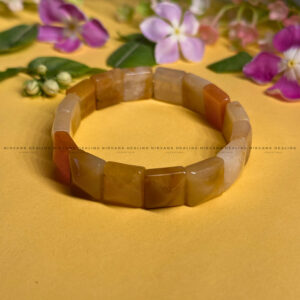 YELLOW AVENTURINE PYRAMID BEADED BRACELET (Joy, Leadership And Empowerment). 