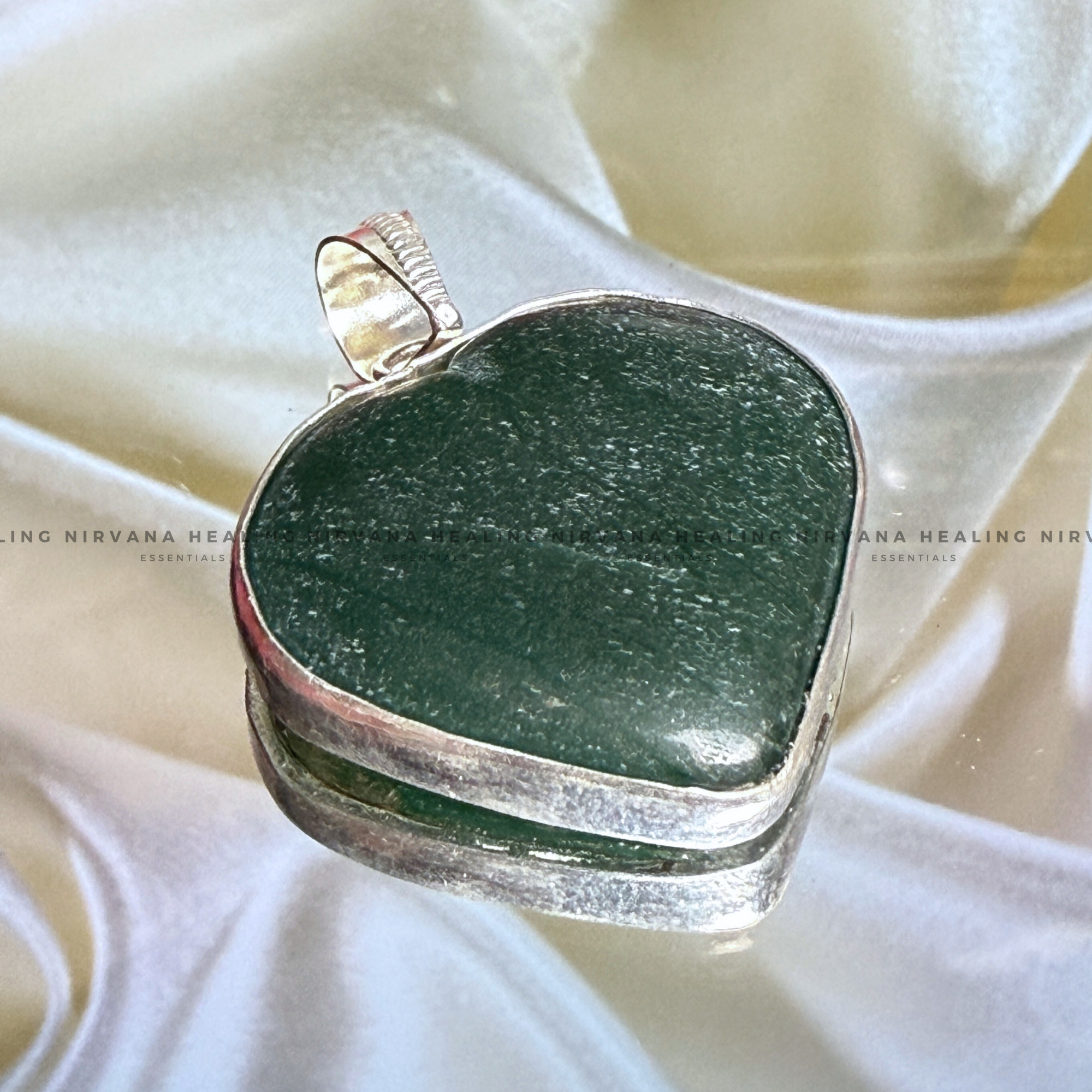 MARKAJ GREEN HEART SHAPED PENDANT (Protection, Luck And Intuition)
