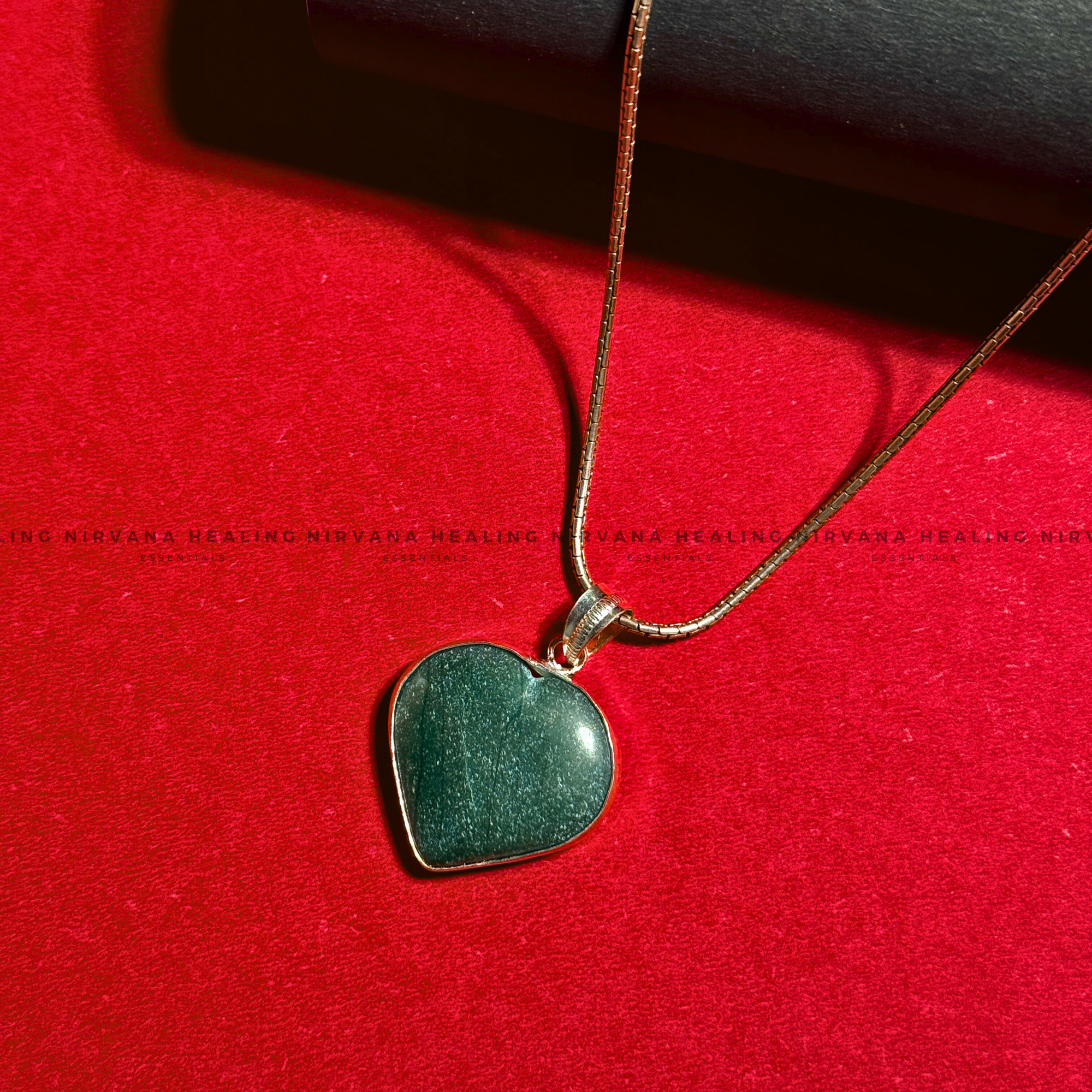MARKAJ GREEN HEART SHAPED PENDANT (Protection, Luck And Intuition) - Image 3