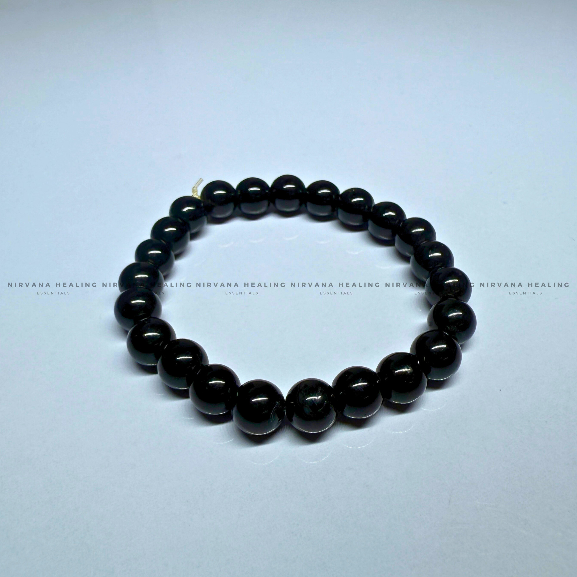 BLACK TOURMALINE ROUND BEADED BRACELET (Protection, Grounding, Shielding And Growth) - Image 2