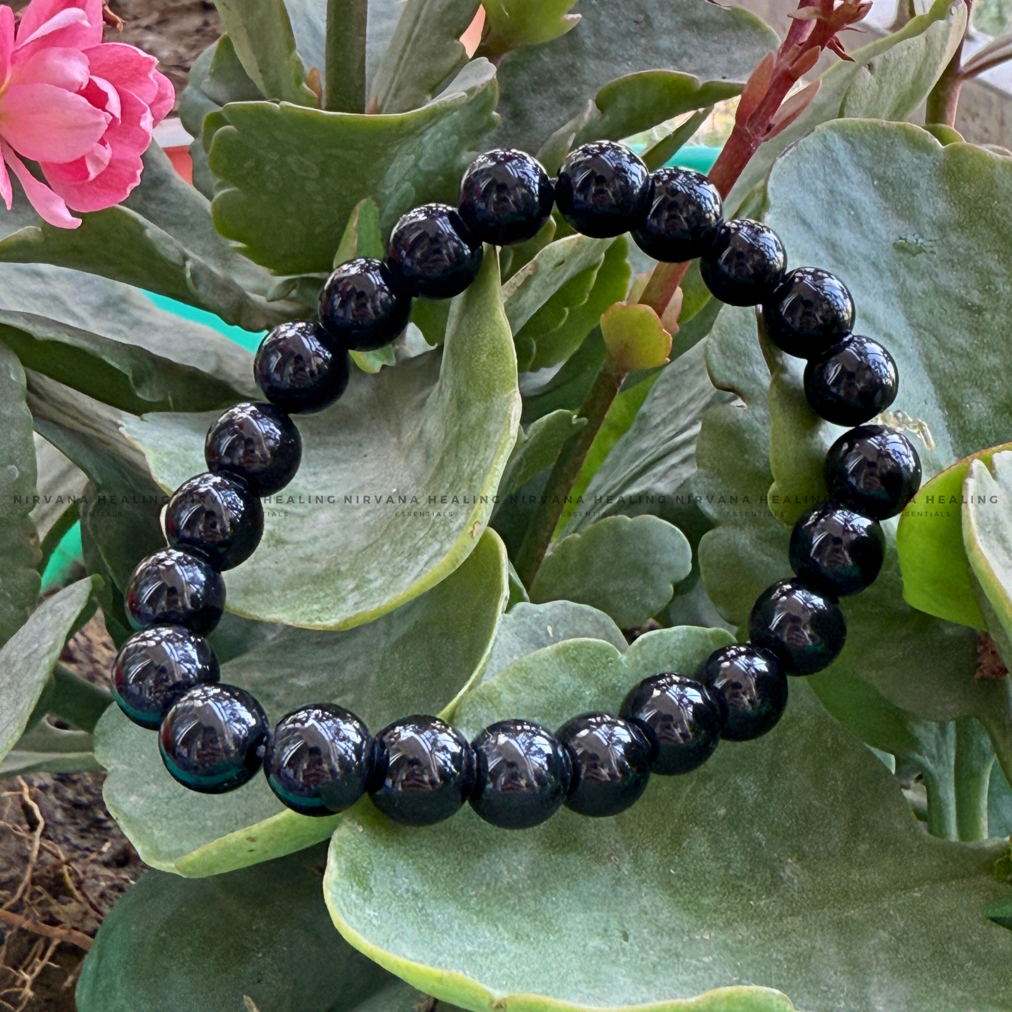BLACK TOURMALINE ROUND BEADED BRACELET (Protection, Grounding, Shielding And Growth) - Image 5