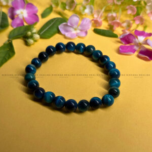 BLUE CATS EYE ROUND BEADED BRACELET (Protection, Strength And Energy Shield)