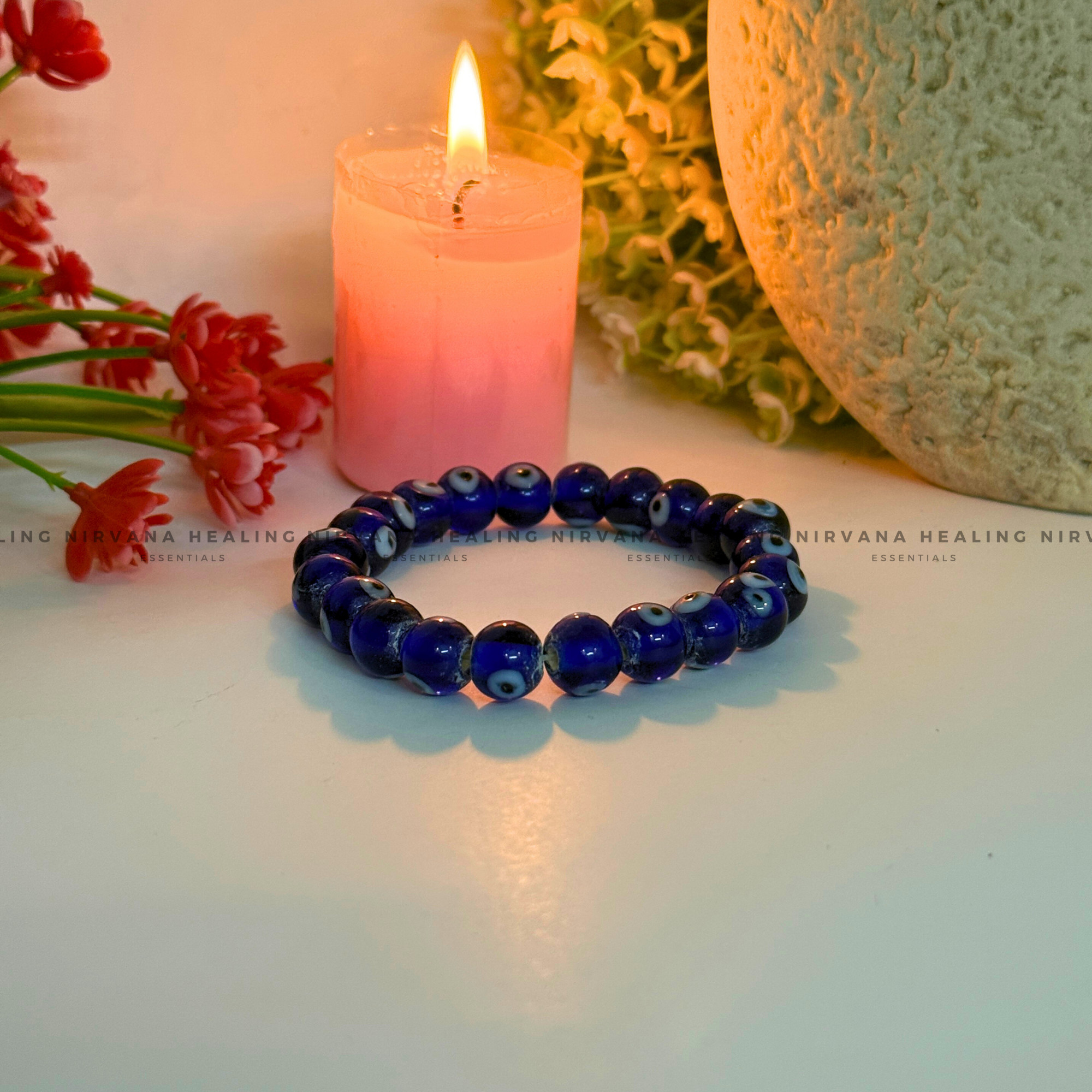 EVIL EYE ROUND BEADED BRACELET (Calm, Protection, Spiritual Balance) - Image 3