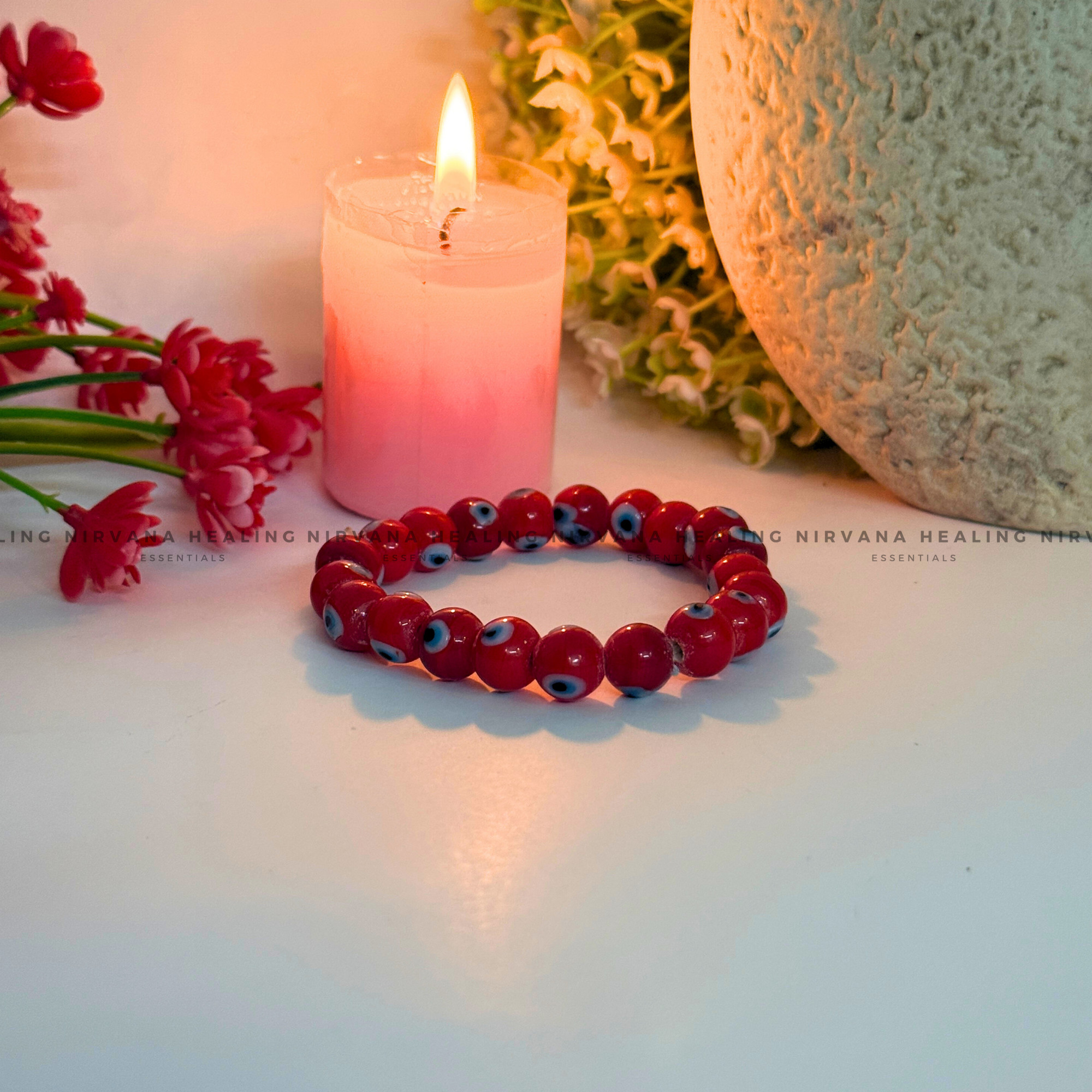 RED EVIL EYE ROUND BEADED BRACELET (Ward Off Negativity, Envy And Harmful Intentions) - Image 4