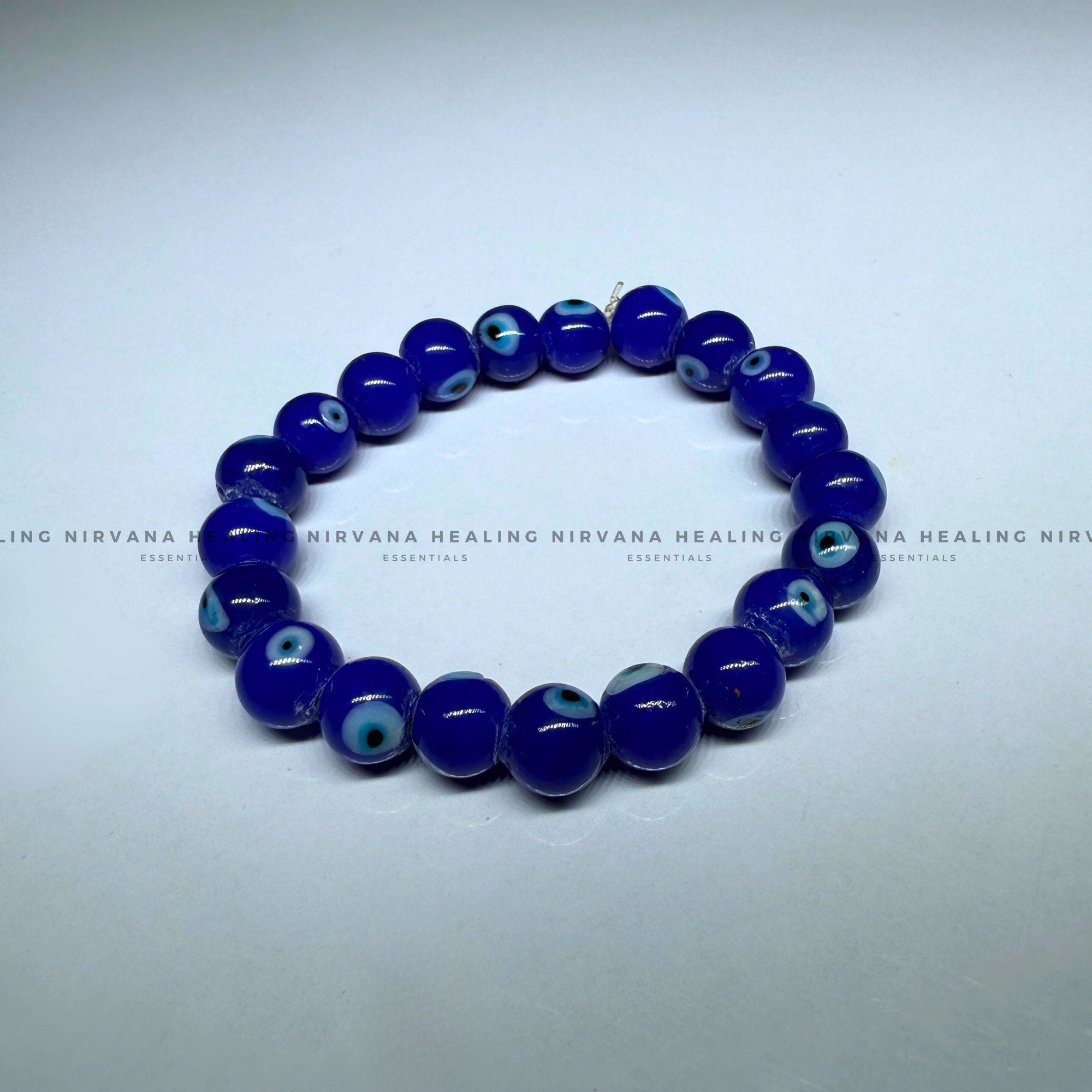 BLUE EVIL EYE ROUND BEADED BRACELET (Protection, Peace And Positivity) - Image 4