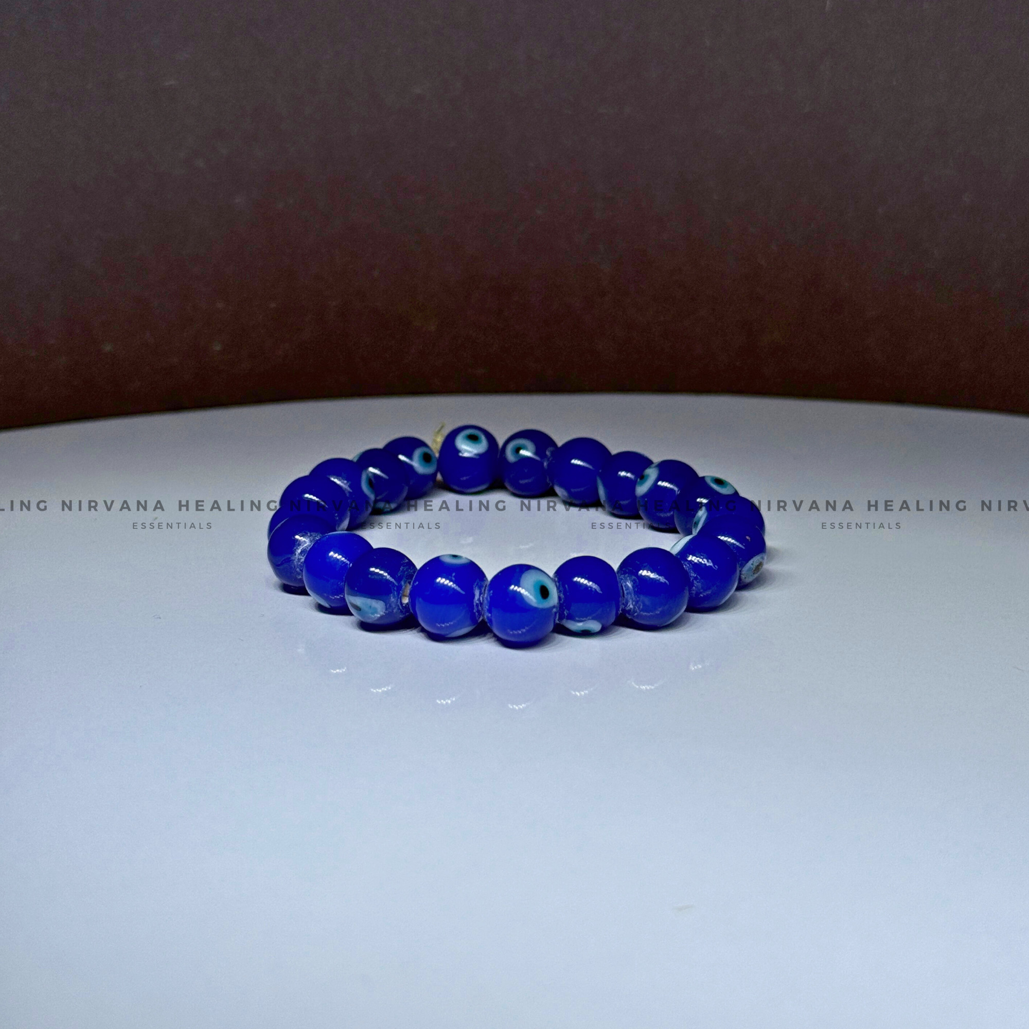 BLUE EVIL EYE ROUND BEADED BRACELET (Protection, Peace And Positivity) - Image 3