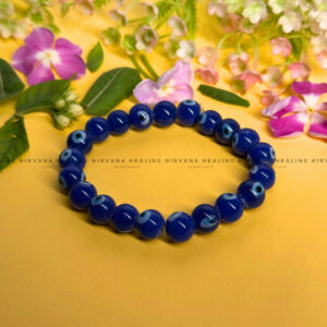 BLUE EVIL EYE ROUND BEADED BRACELET (Protection, Peace And Positivity)