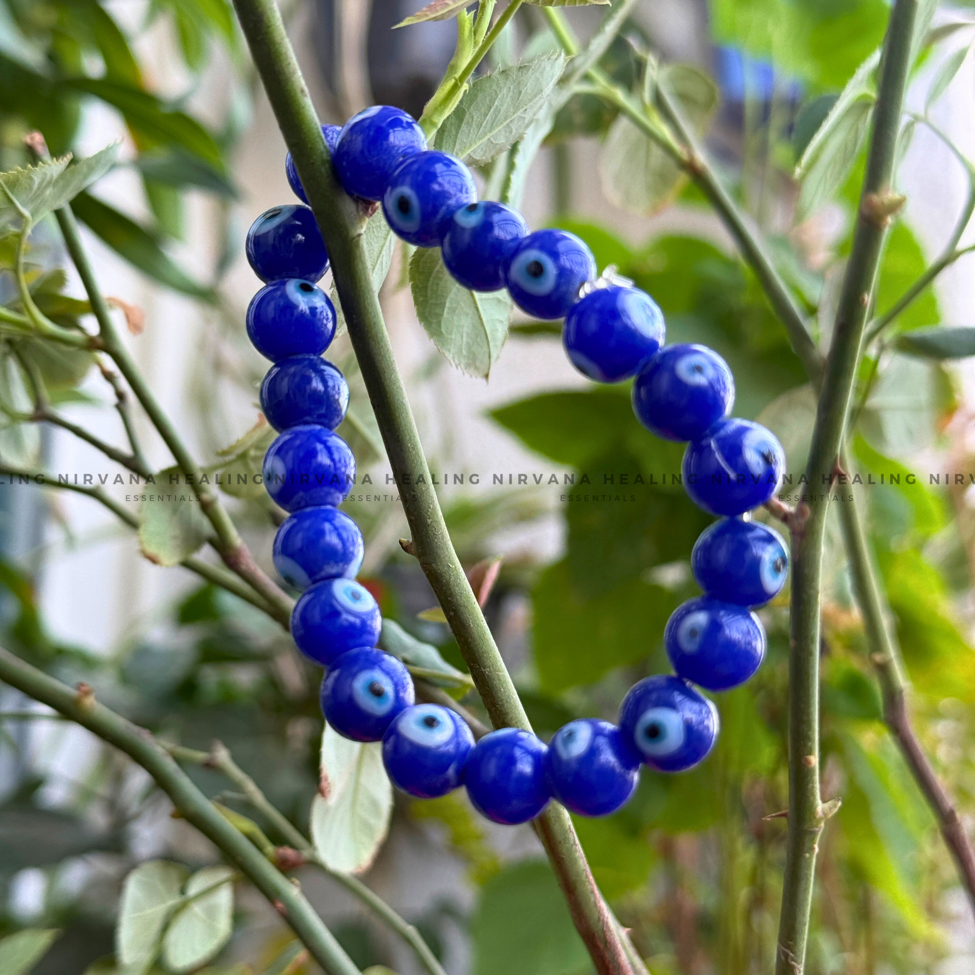BLUE EVIL EYE ROUND BEADED BRACELET (Protection, Peace And Positivity) - Image 5