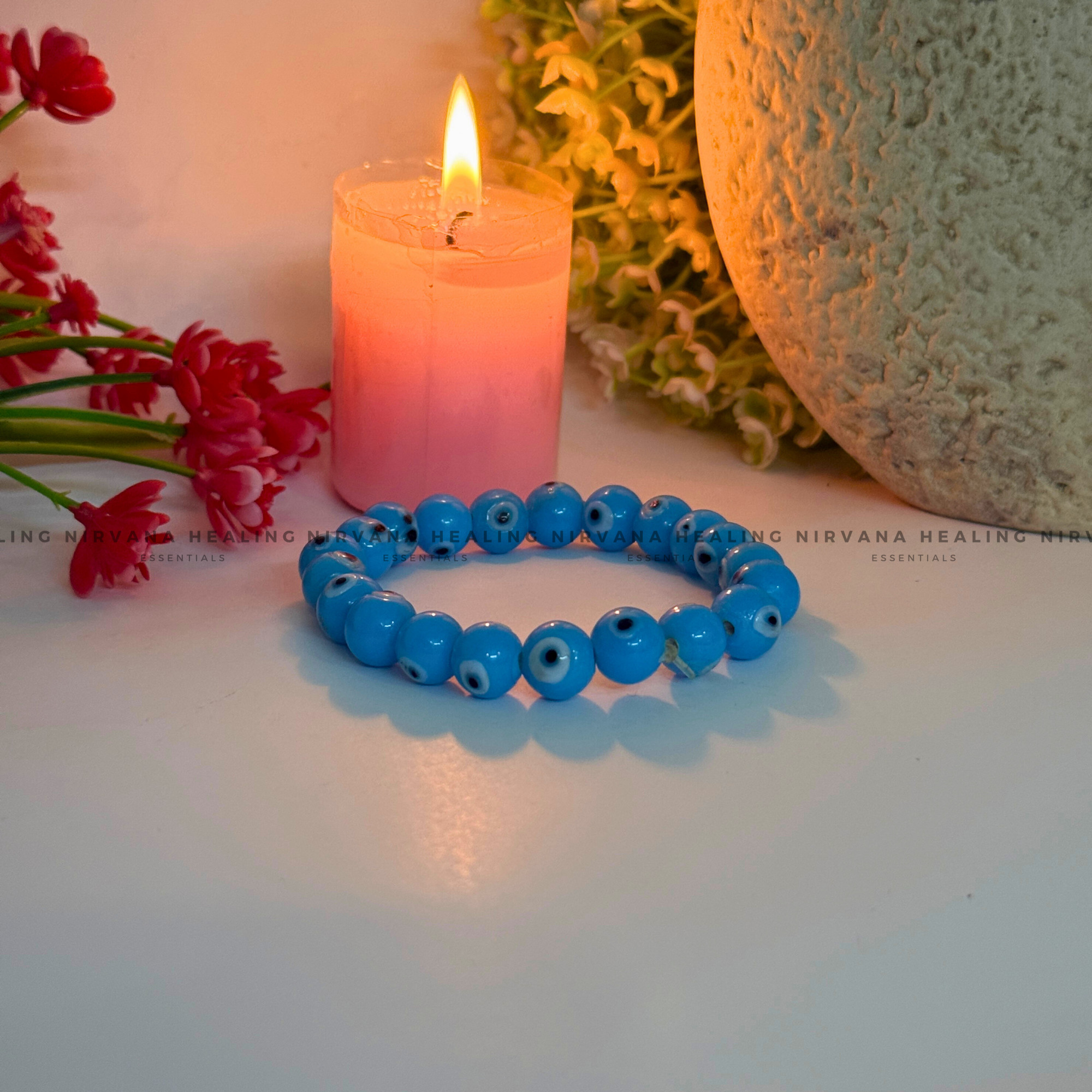 AASMANI EVIL EYE ROUND BEADED BRACELET (Calm, Protection And Spiritual Balance) - Image 4