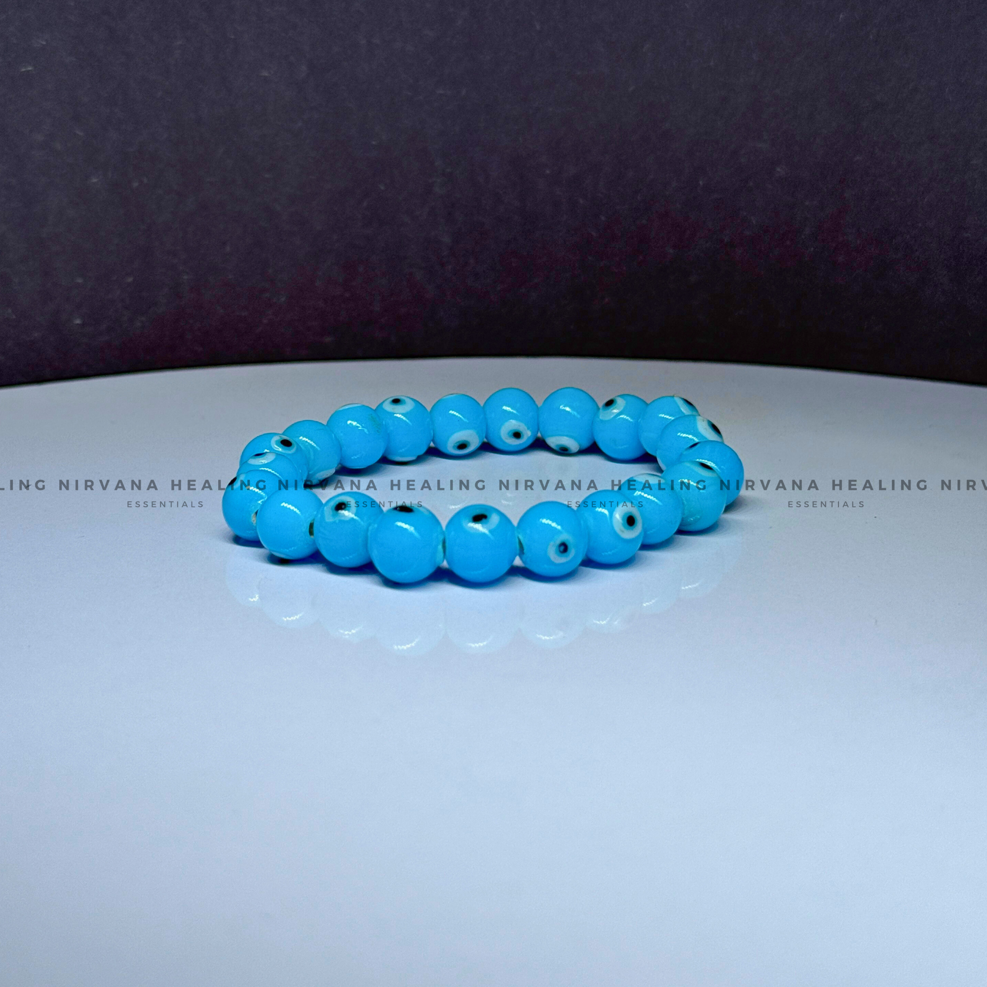 AASMANI EVIL EYE ROUND BEADED BRACELET (Calm, Protection And Spiritual Balance) - Image 2