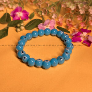 AASMANI EVIL EYE ROUND BEADED BRACELET (Calm, Protection And Spiritual Balance)