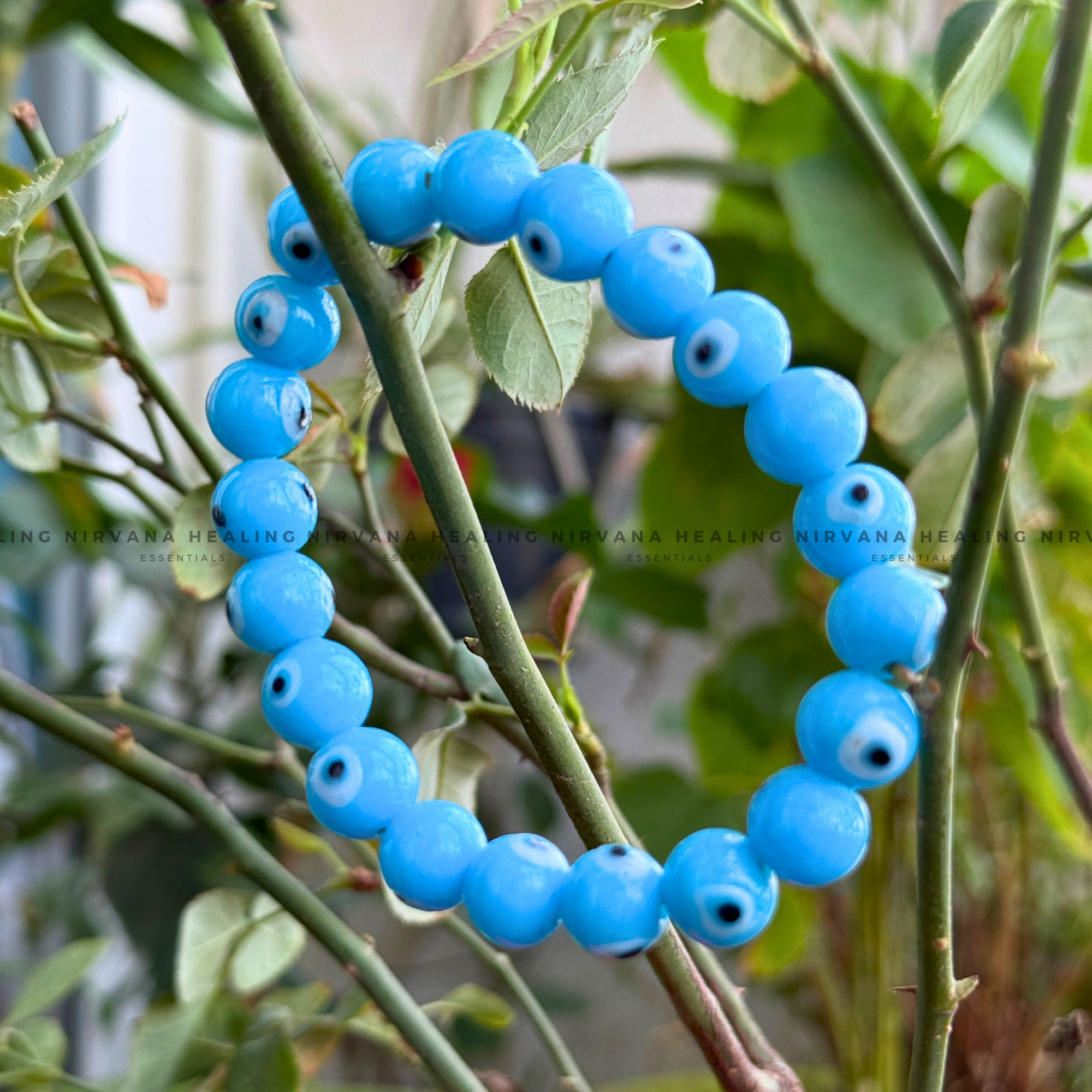 AASMANI EVIL EYE ROUND BEADED BRACELET (Calm, Protection And Spiritual Balance) - Image 5