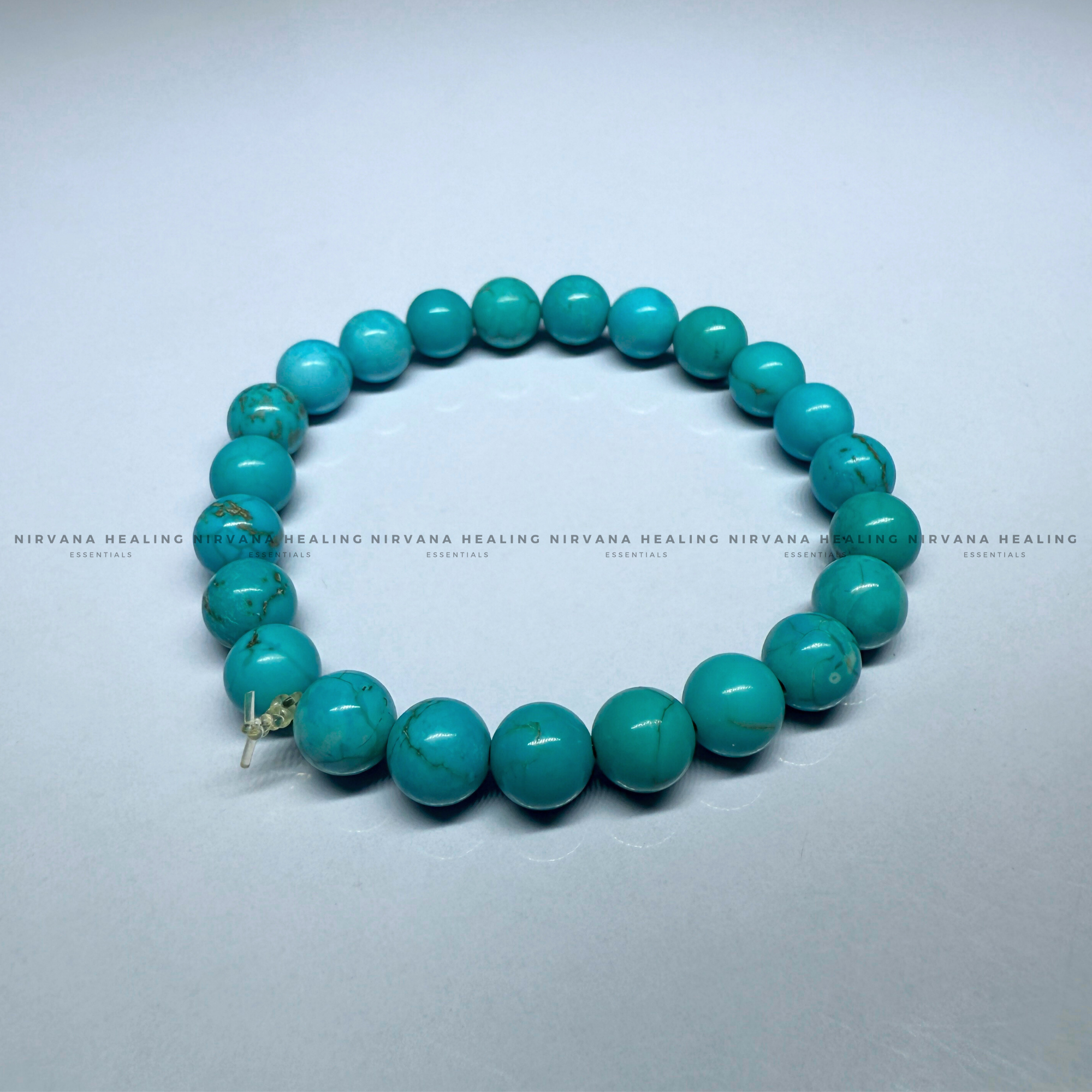 TURQUOISE ROUND BEADED BRACELET (Divine Protection, Psycho Gifts, Healing, Wisdom And Truth) - Image 2