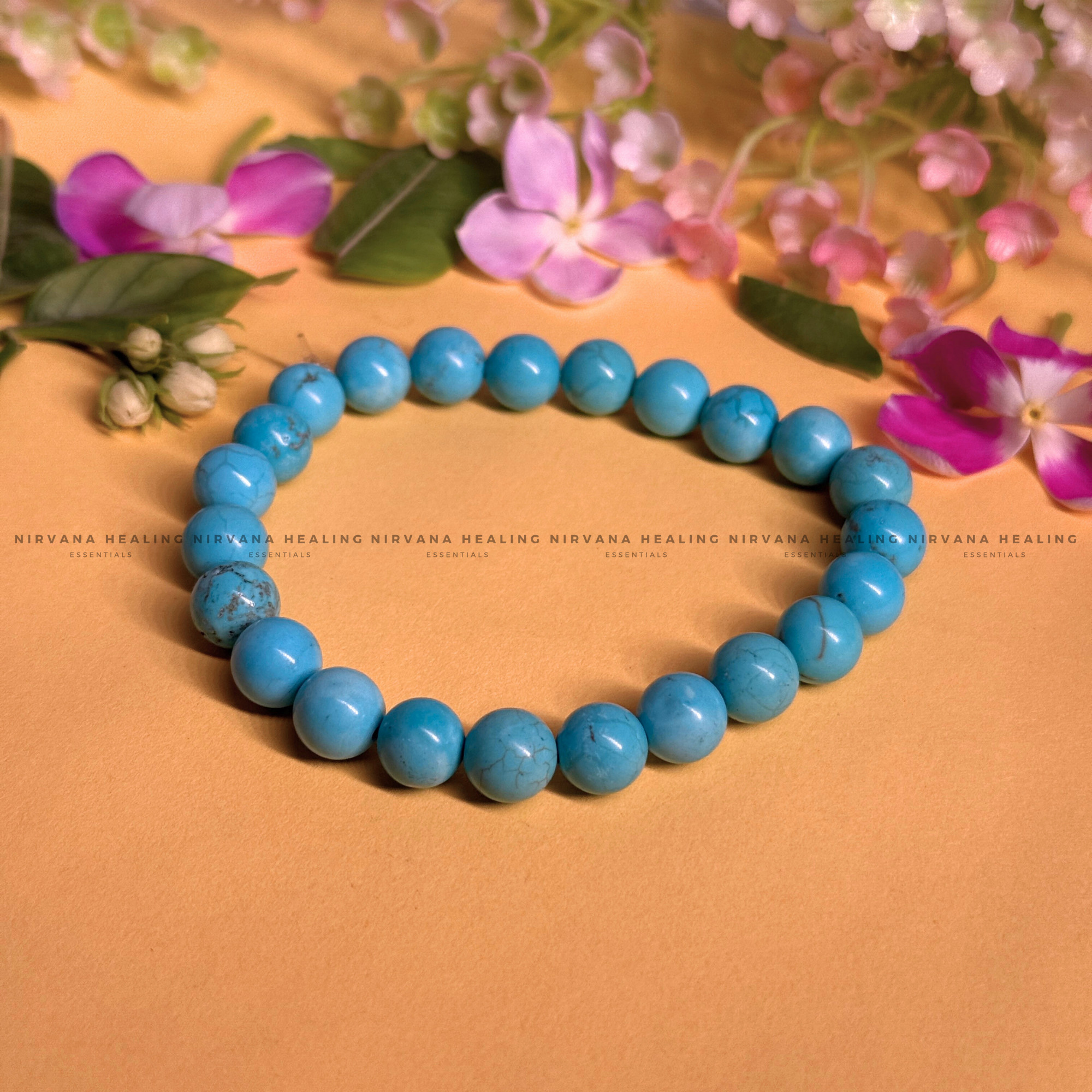 TURQUOISE ROUND BEADED BRACELET (Divine Protection, Psycho Gifts, Healing, Wisdom And Truth)
