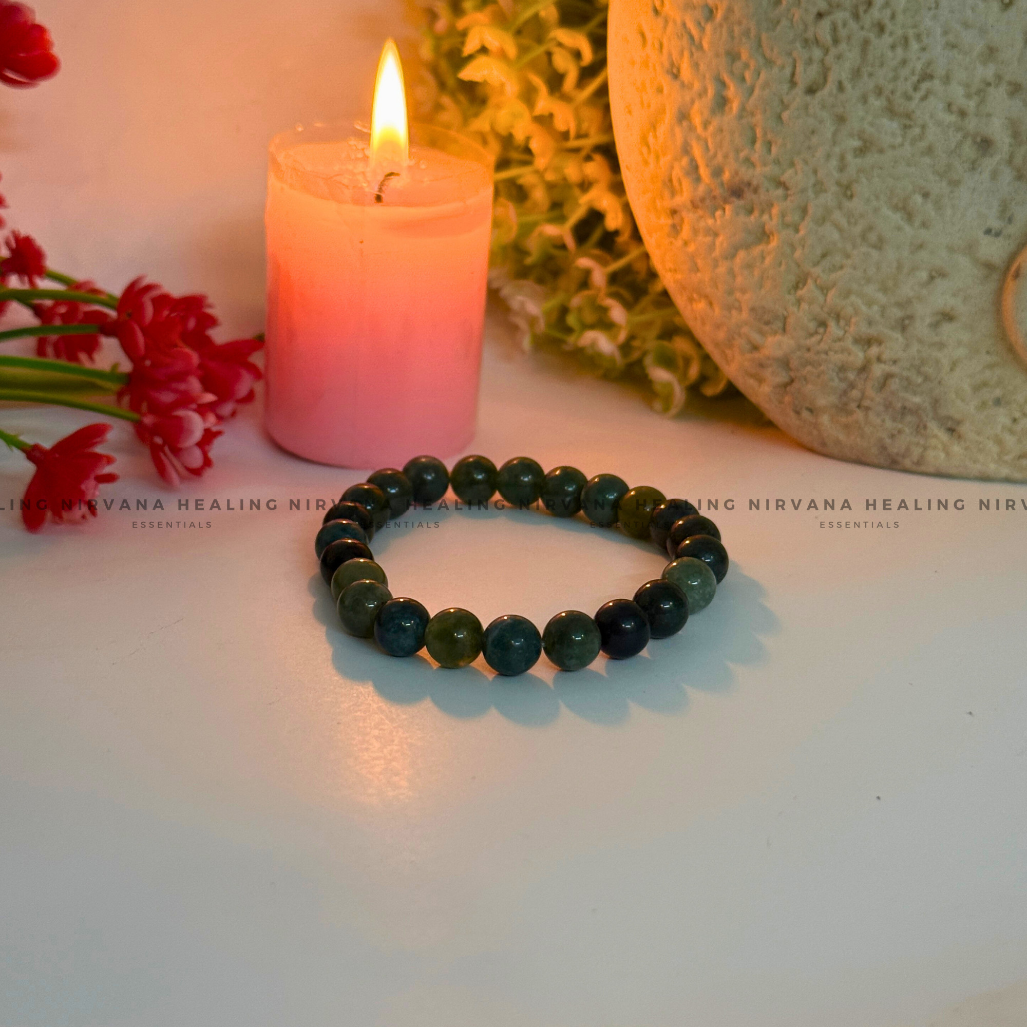 BLOODSTONE ROUND BEADED BRACELET (Immunity, Strength, Health And Pain Relief) - Image 4