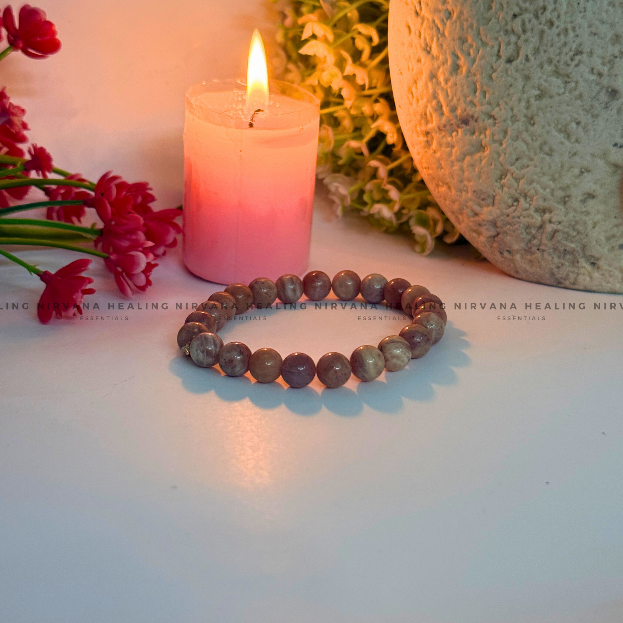 RHODONITE ROUND BEADED BRACELET (Compassion, Emotional Healing, Loving Vibration And Self Love) - Image 4