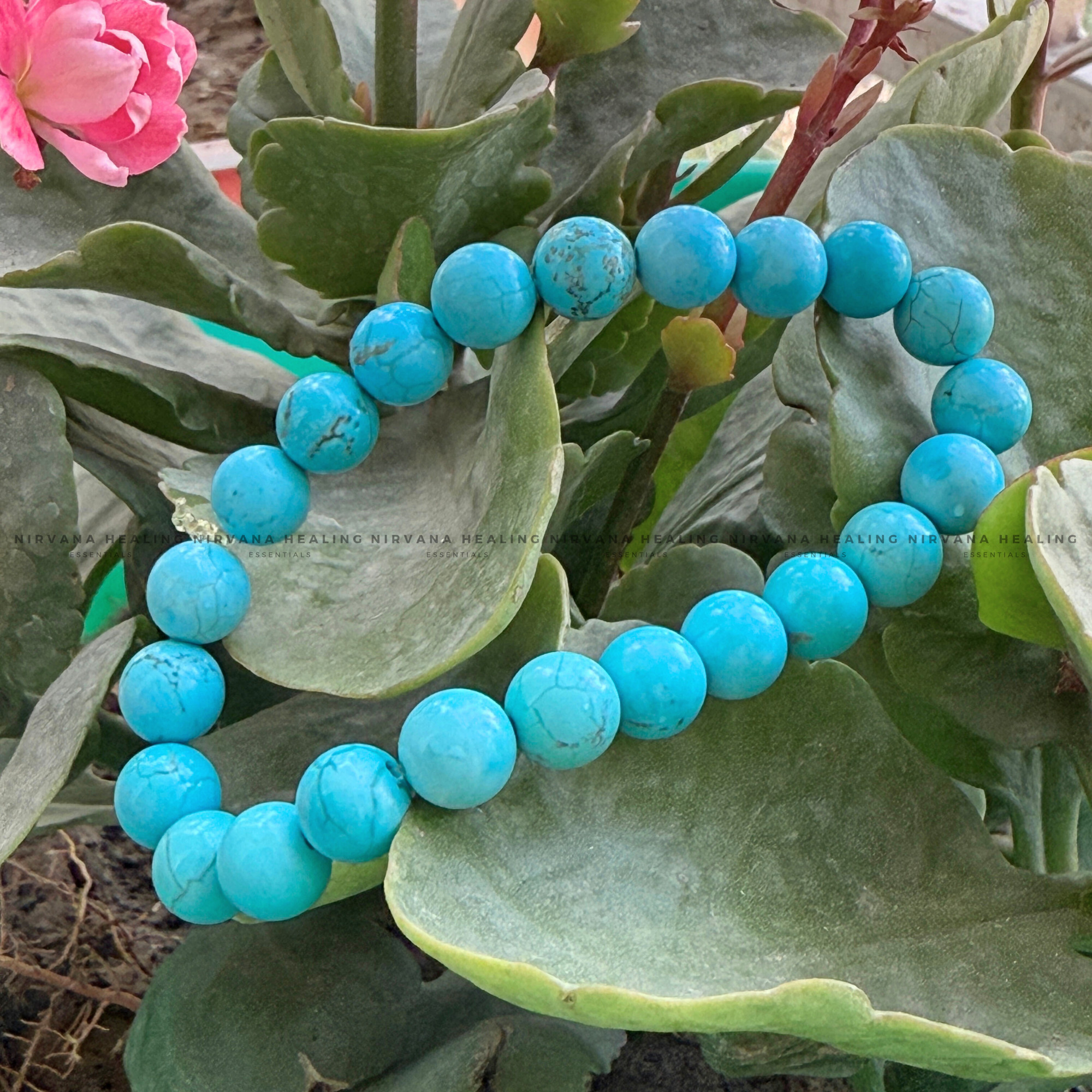 TURQUOISE ROUND BEADED BRACELET (Divine Protection, Psycho Gifts, Healing, Wisdom And Truth) - Image 4