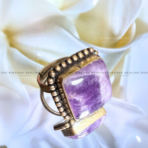AMETHYST SQUARE RING (Meditation, Stress Reduction, Intuition and Manifestation)