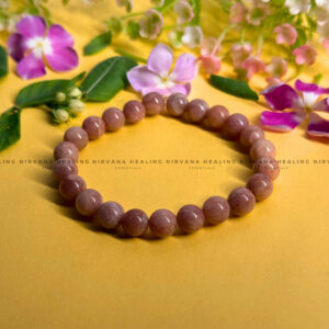 RHODONITE ROUND BEADED BRACELET (Compassion, Emotional Healing, Loving Vibration And Self Love)
