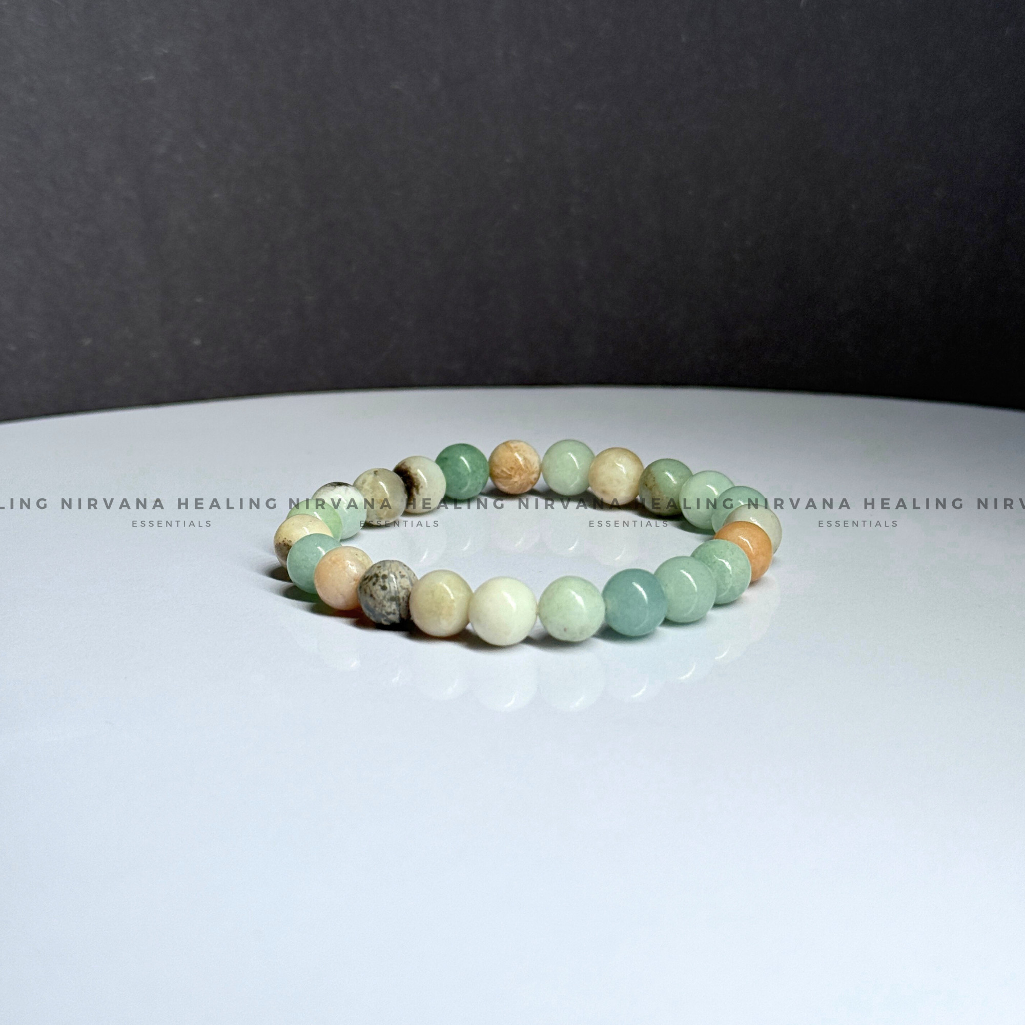 AQUAMARINE ROUND BEADED BRACELET (Calm, Clarity, Courage And Emotional Healing) - Image 4