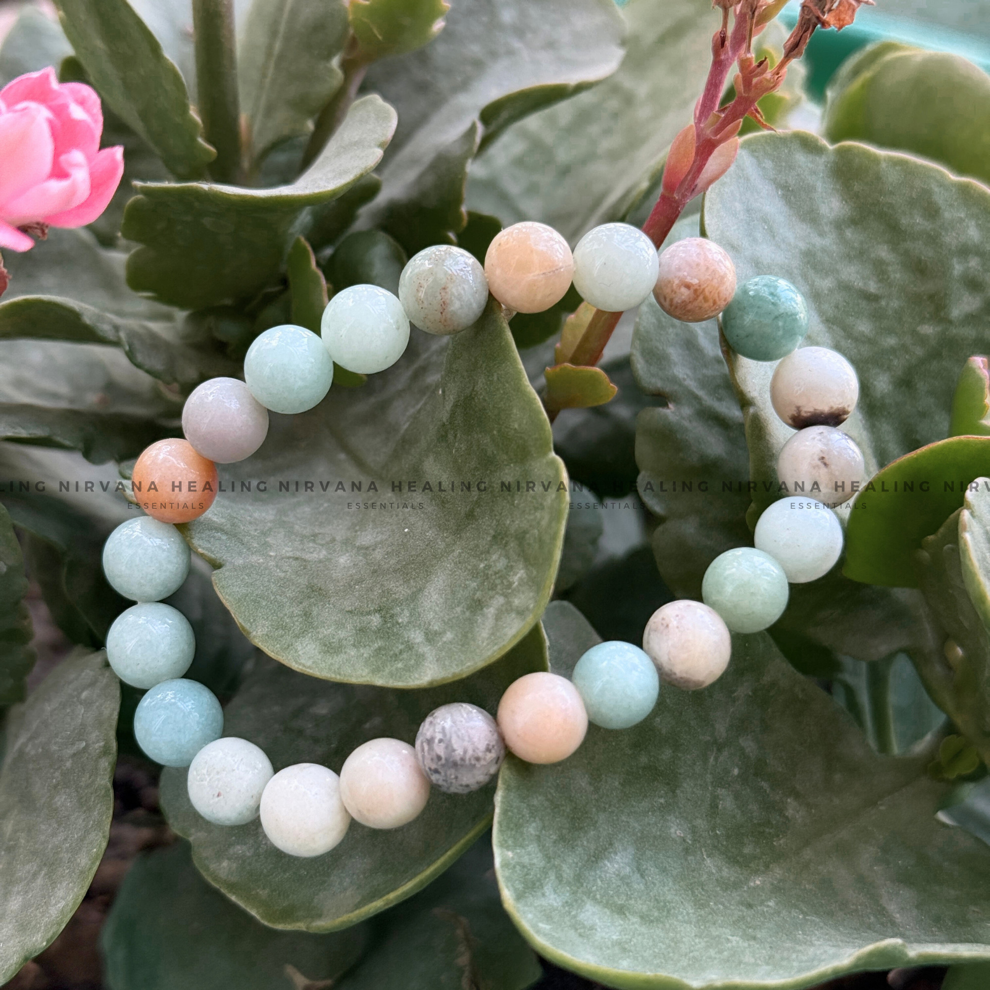 AQUAMARINE ROUND BEADED BRACELET (Calm, Clarity, Courage And Emotional Healing) - Image 5