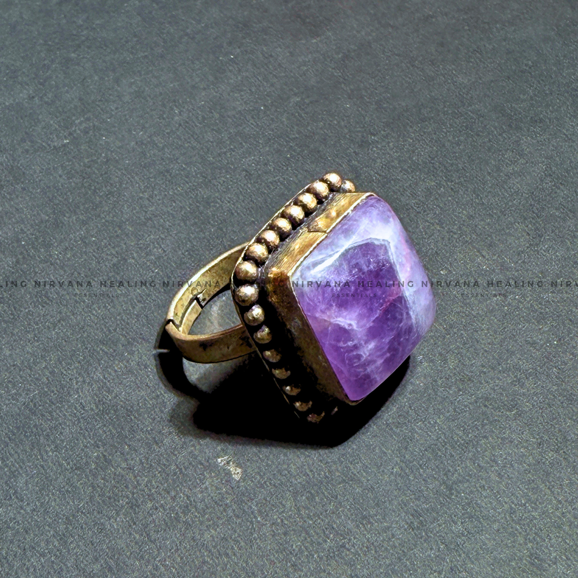 AMETHYST SQUARE RING (Meditation, Stress Reduction, Intuition and Manifestation) - Image 2