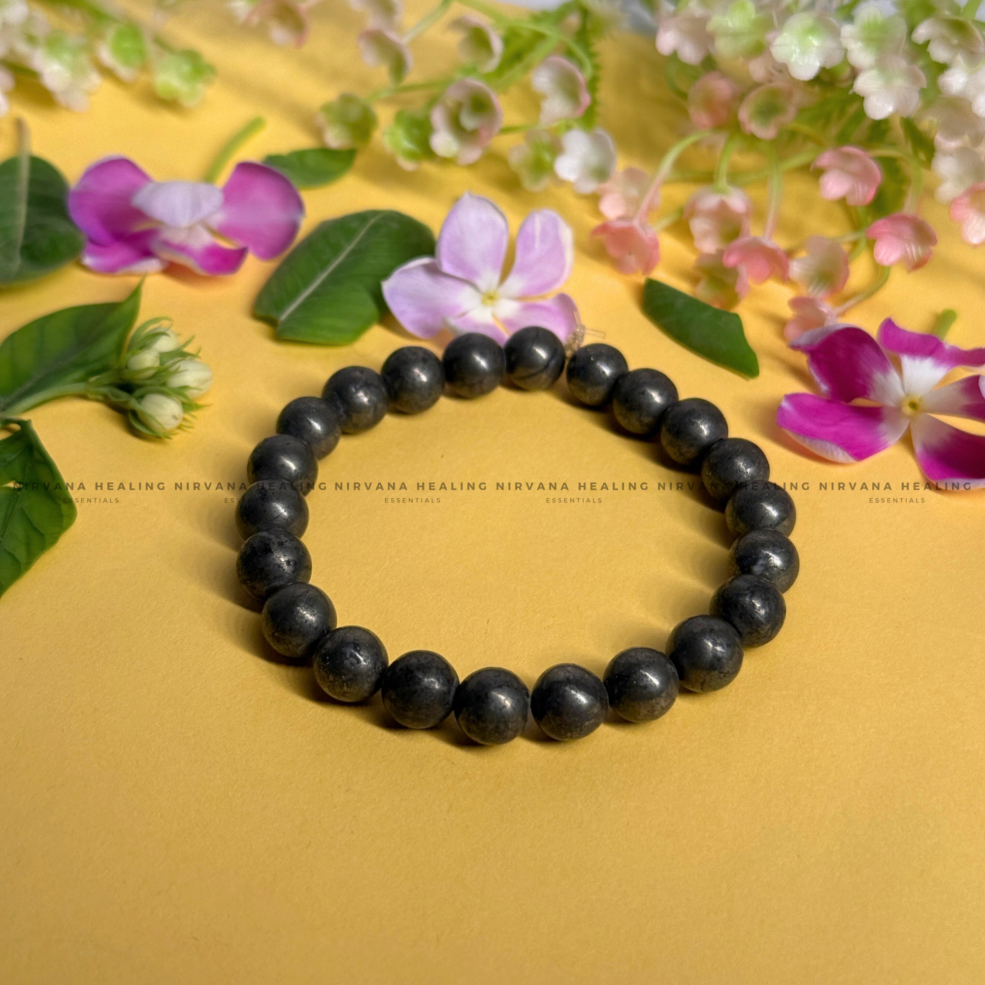 PYRITE ROUND BEADED BRACELET (Money Magnet, Prosperity, Fame And Abundance).