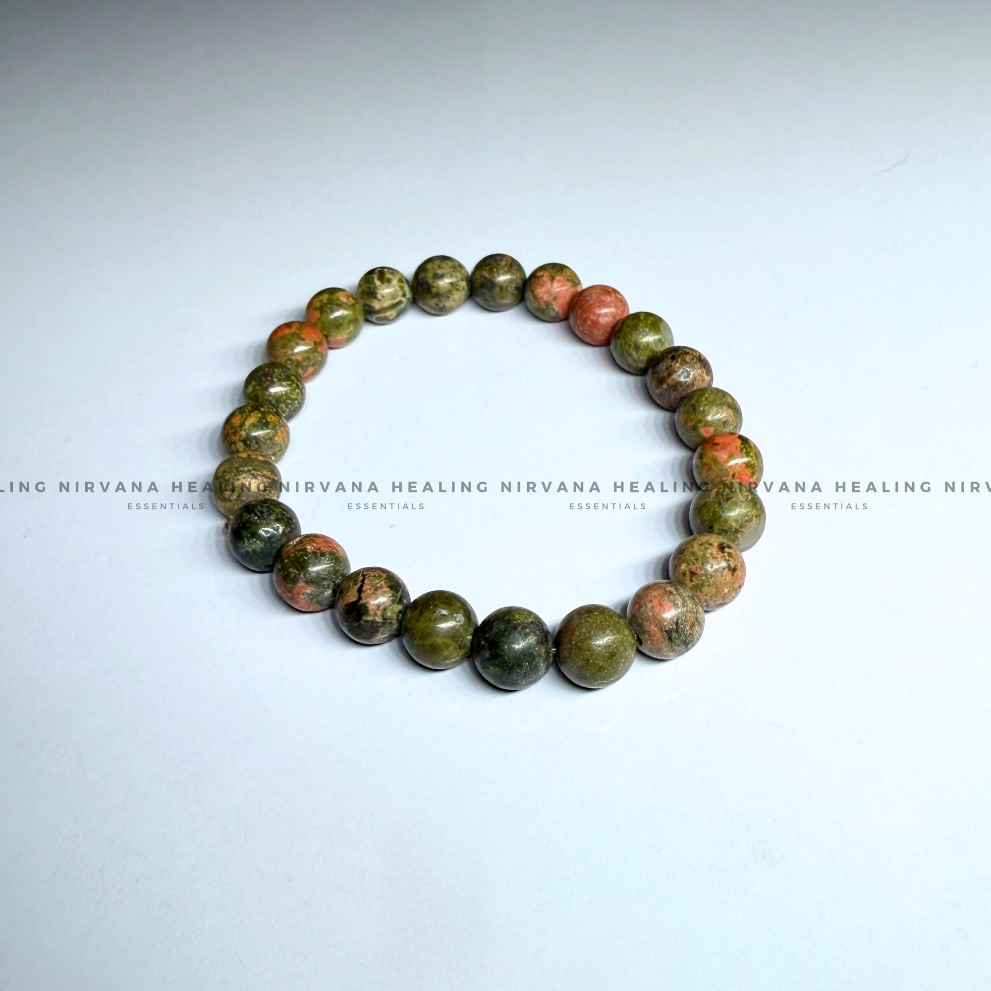 UNAKITE ROUND BEADED BRACELET (Emotional Healing, Heart Awakening And Inner Peace).
- Image 3