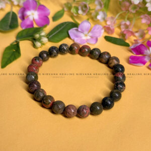 UNAKITE ROUND BEADED BRACELET (Emotional Healing, Heart Awakening And Inner Peace). 
