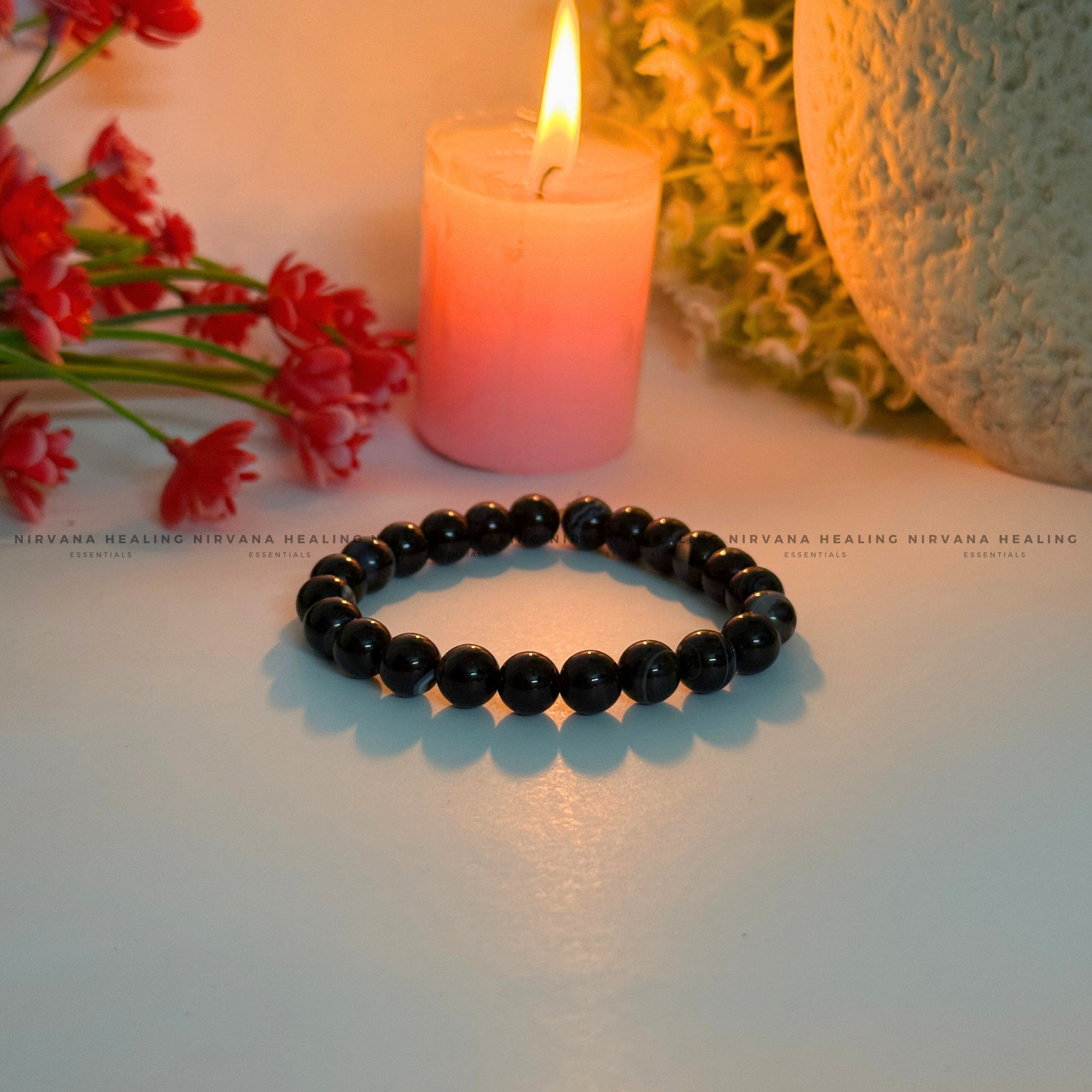 BLACK HAKIK SULEMANI ROUND BEADED BRACELET (Evil Eye Protection, Grounding and Energy Shielding). - Image 2
