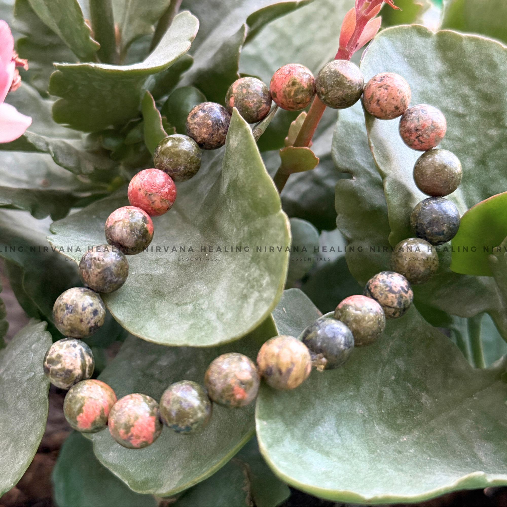 UNAKITE ROUND BEADED BRACELET (Emotional Healing, Heart Awakening And Inner Peace).
- Image 5
