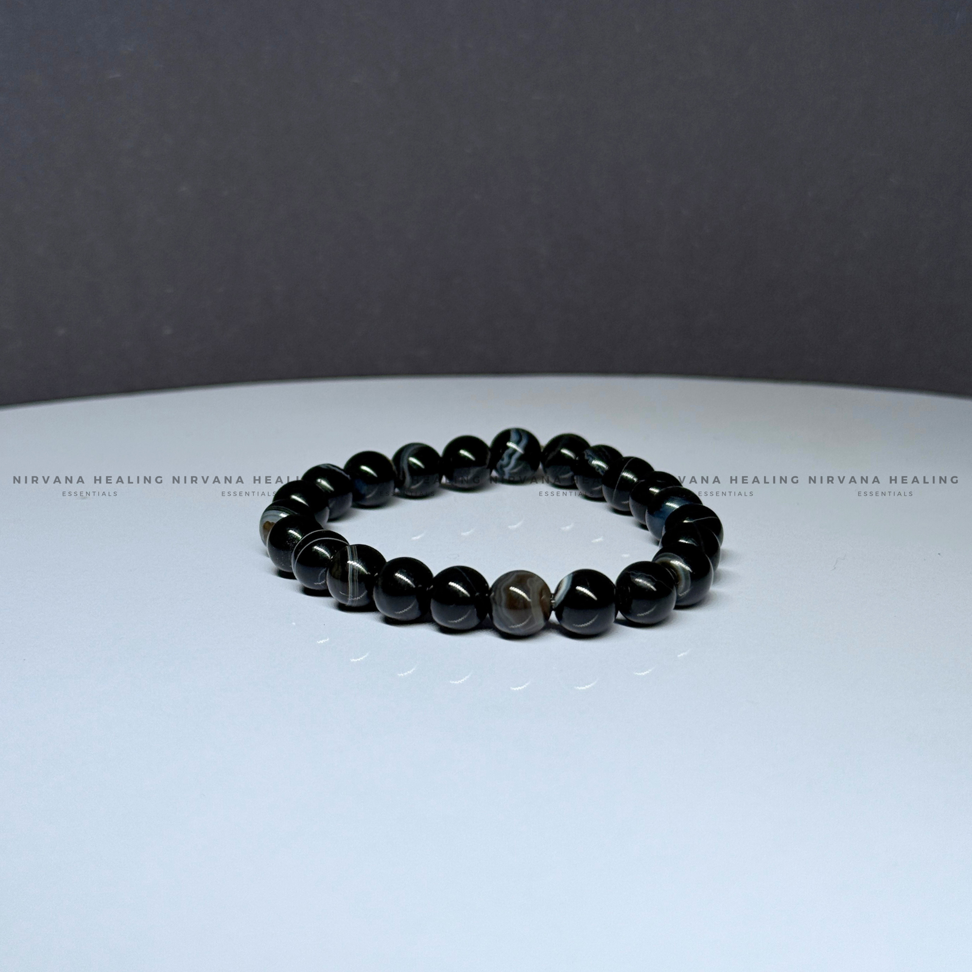BLACK HAKIK SULEMANI ROUND BEADED BRACELET (Evil Eye Protection, Grounding and Energy Shielding). - Image 4
