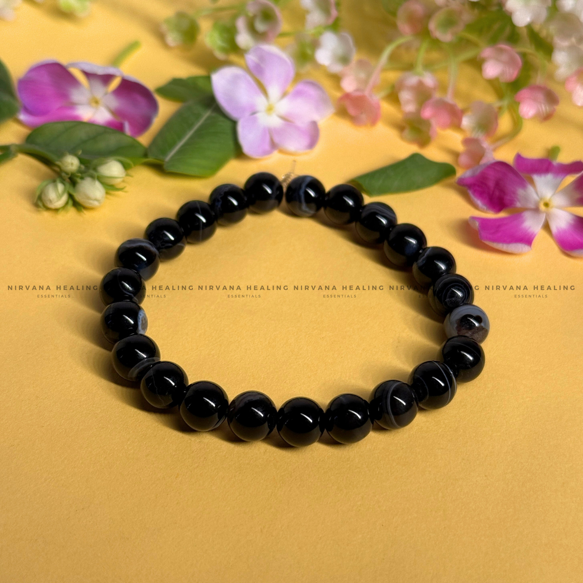 BLACK HAKIK SULEMANI ROUND BEADED BRACELET (Evil Eye Protection, Grounding and Energy Shielding).