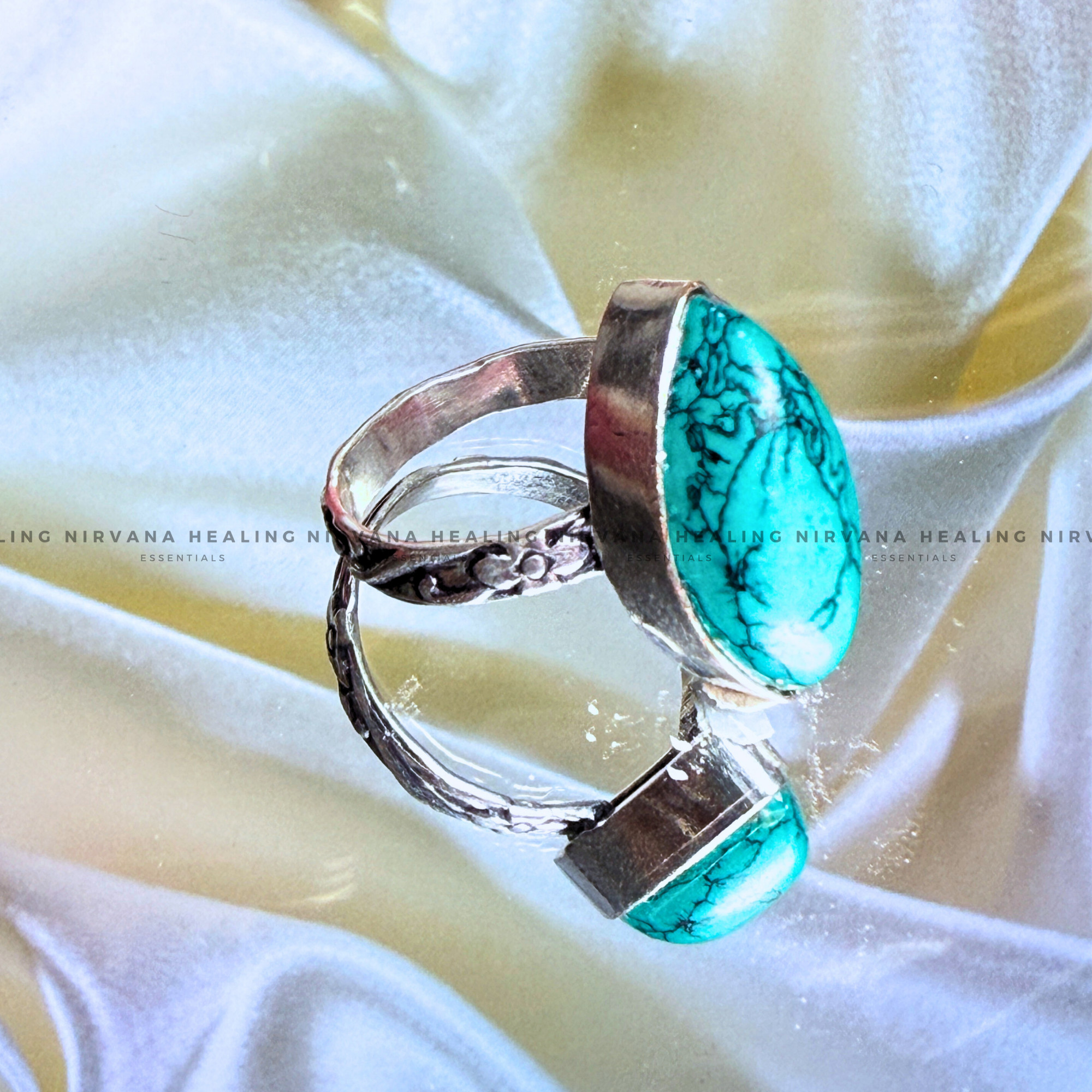 TURQUOISE DIAMOND SHAPED RING (Divine Protection, Psycho Gifts, Healing, Wisdom, Truth) - Image 5